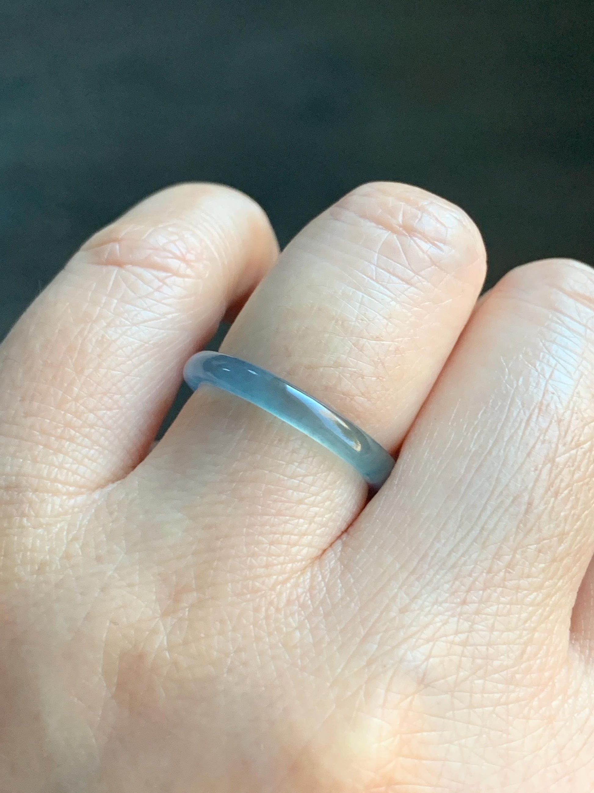 Stunning Natural Guatemalan Icy Highly Translucent Light Purplish Blue Jadeite Band Ring Size 7.25 天然冰危起冰起光淡蓝紫翡翠戒圈 XQ124A