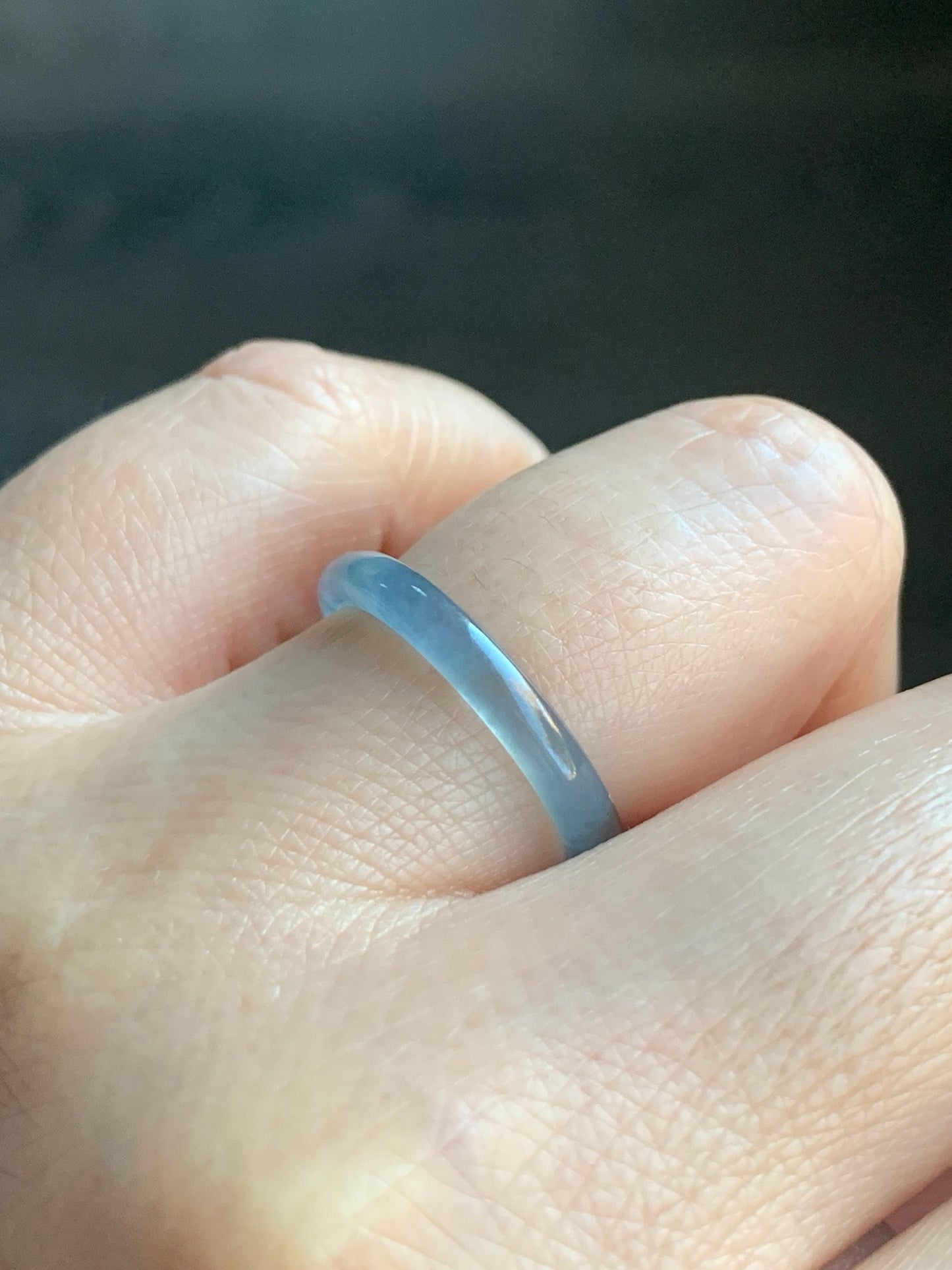 Stunning Natural Guatemalan Icy Highly Translucent Light Purplish Blue Jadeite Band Ring Size 7.25 天然冰危起冰起光淡蓝紫翡翠戒圈 XQ124A