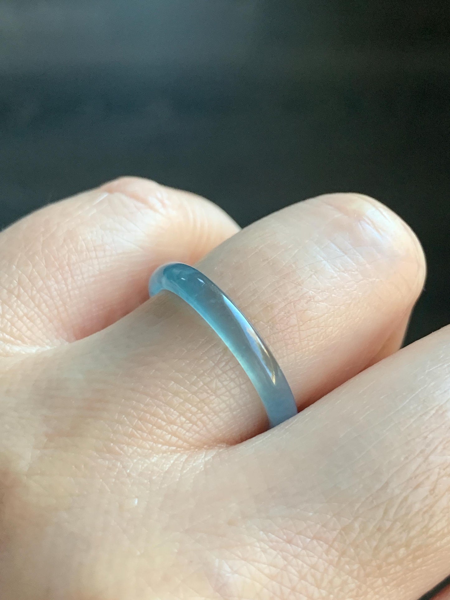 Stunning Natural Guatemalan Icy Highly Translucent Light Purplish Blue Jadeite Band Ring Size 8.25 天然冰危起冰起光淡蓝紫翡翠戒圈 XQ124B