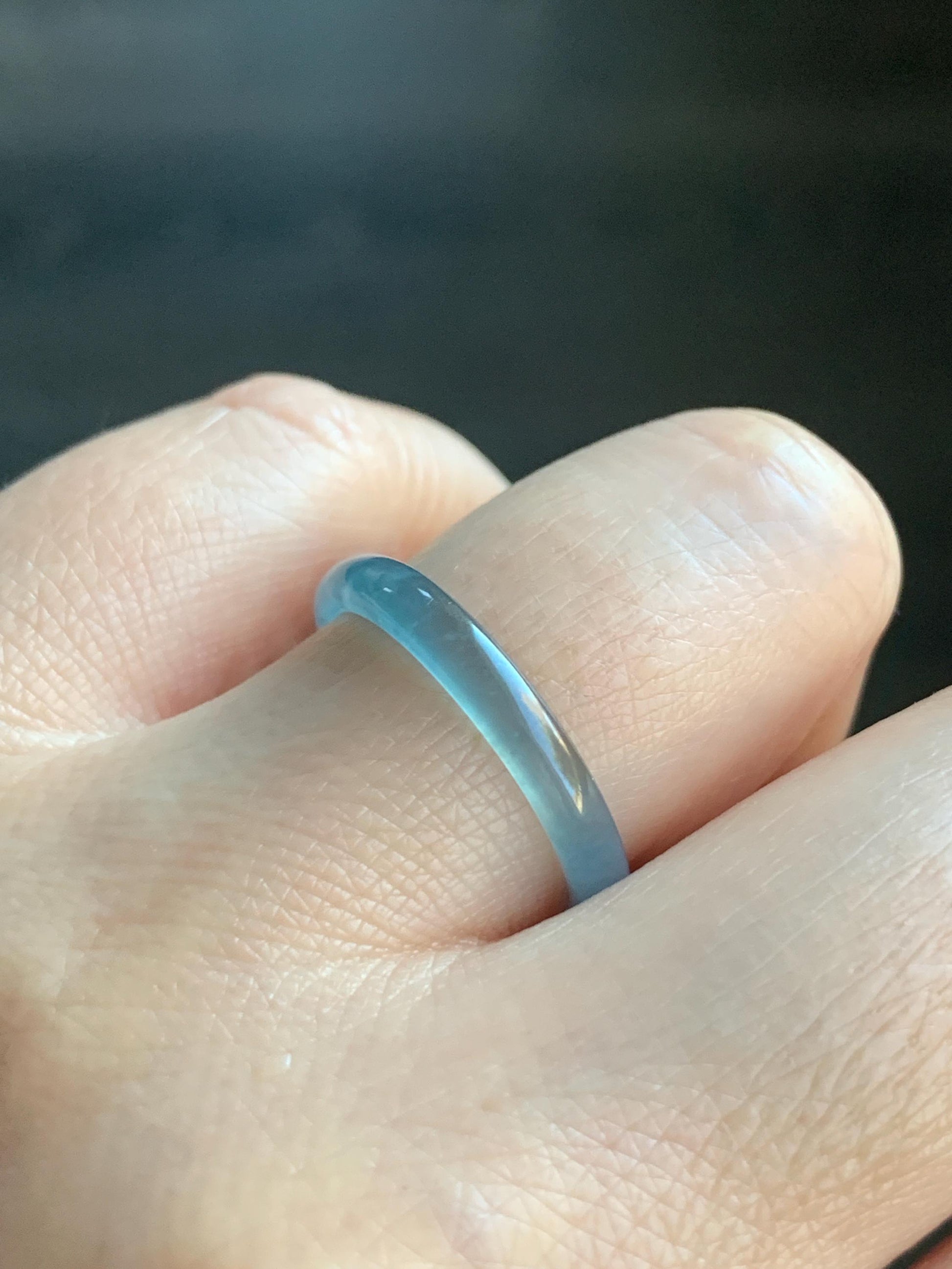 Stunning Natural Guatemalan Icy Highly Translucent Light Purplish Blue Jadeite Band Ring Size 8.25 天然冰危起冰起光淡蓝紫翡翠戒圈 XQ124B