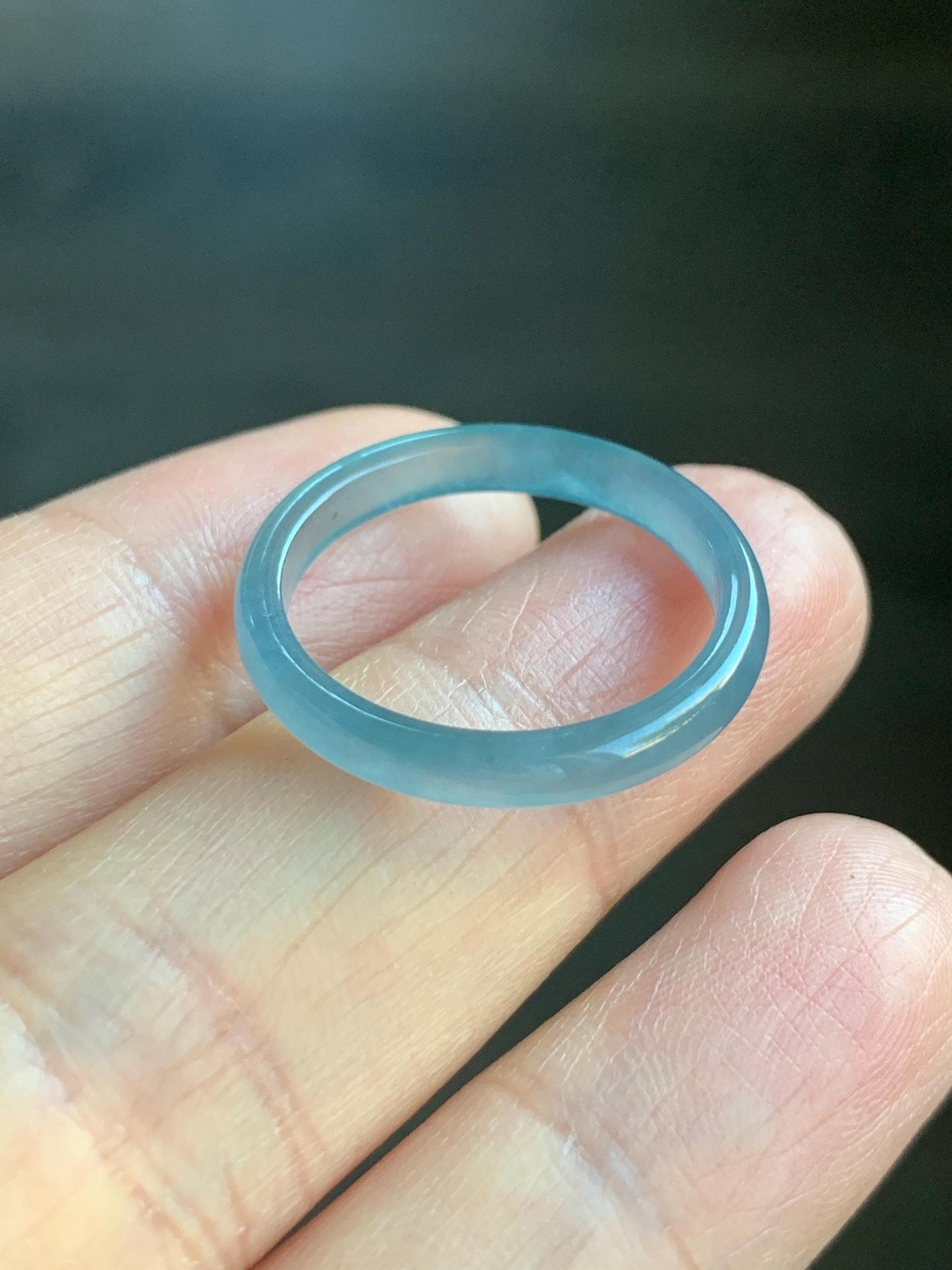 Stunning Natural Guatemalan Icy Highly Translucent Light Purplish Blue Jadeite Band Ring Size 8.25 天然冰危起冰起光淡蓝紫翡翠戒圈 XQ124B