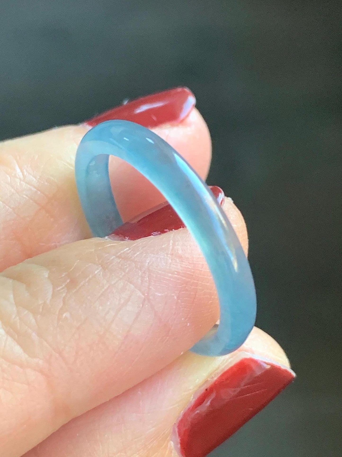 Stunning Natural Guatemalan Icy Highly Translucent Light Purplish Blue Jadeite Band Ring Size 8.25 天然冰危起冰起光淡蓝紫翡翠戒圈 XQ124B
