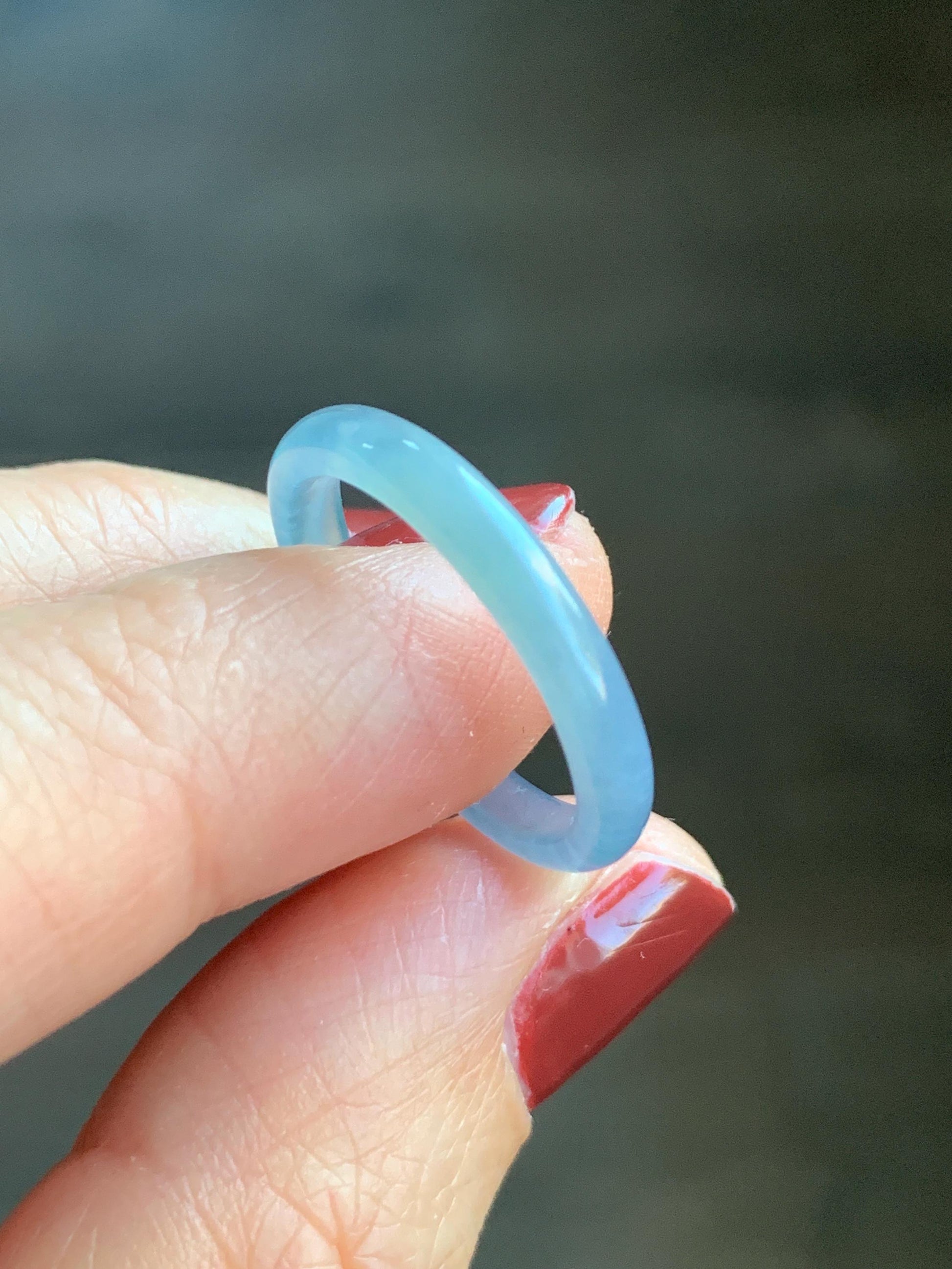 Stunning Natural Guatemalan Icy Highly Translucent Light Purplish Blue Jadeite Band Ring Size 7.75 天然冰危起冰起光淡蓝紫翡翠戒圈 XQ124C