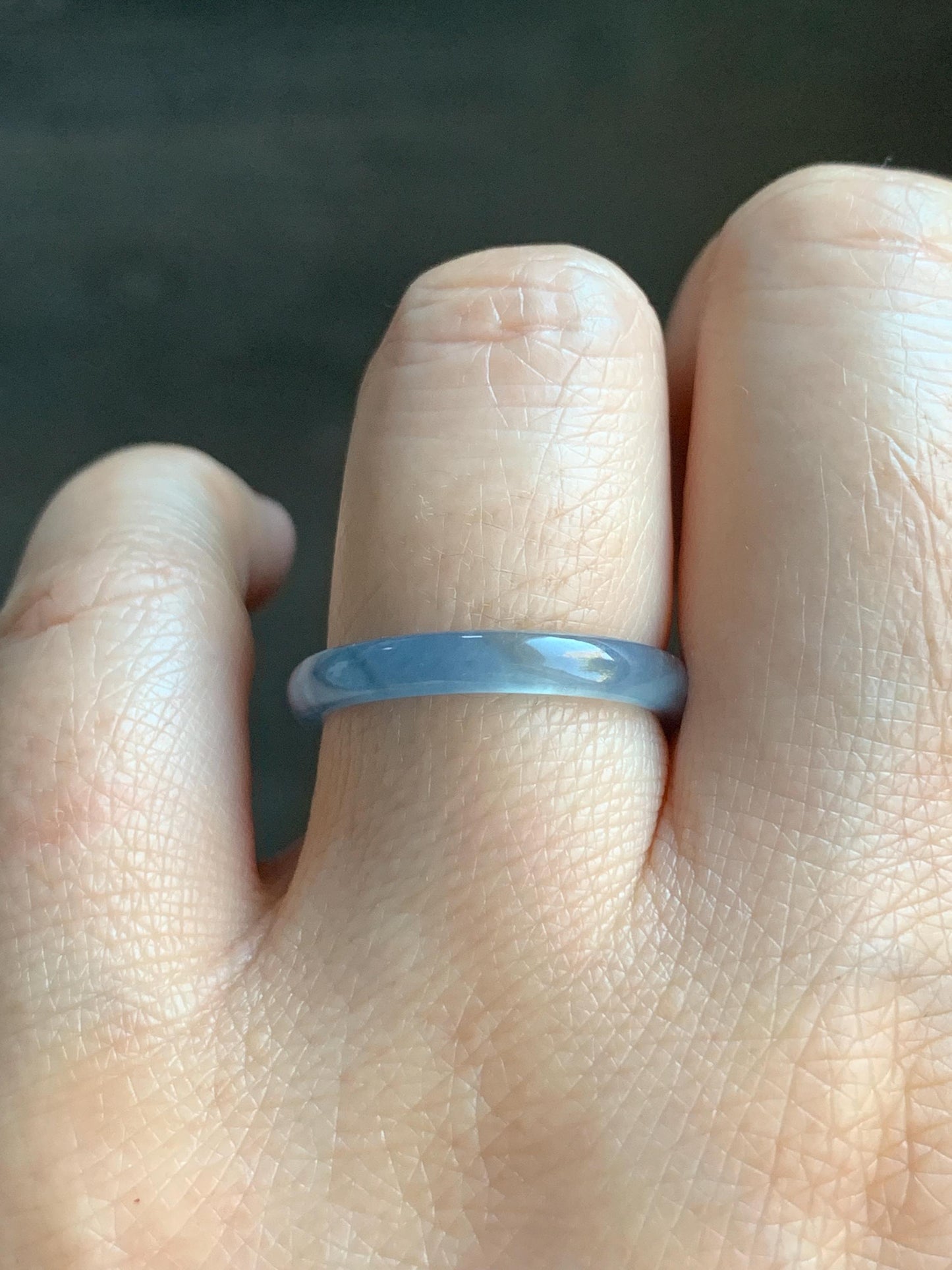 Stunning Natural Guatemalan Icy Highly Translucent Light Purplish Blue Jadeite Band Ring Size 7.75 天然冰危起冰起光淡蓝紫翡翠戒圈 XQ124C