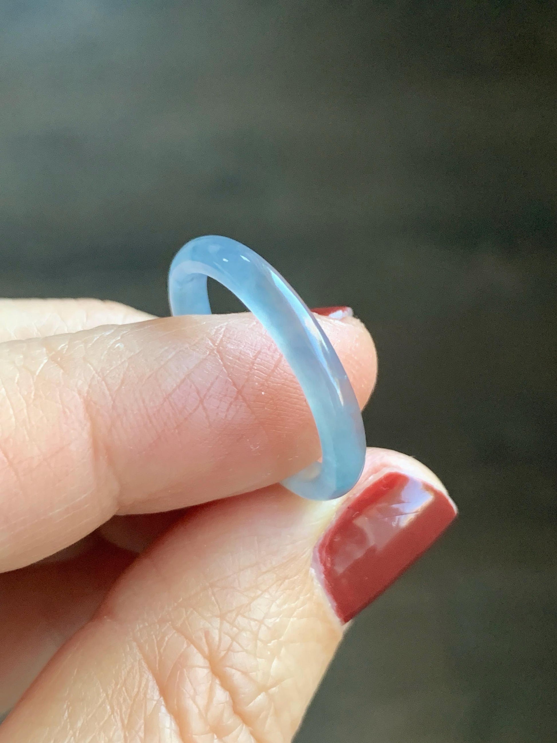 Stunning Natural Guatemalan Icy Highly Translucent Light Purplish Blue Jadeite Band Ring Size 7.75 天然冰危起冰起光淡蓝紫翡翠戒圈 XQ124C