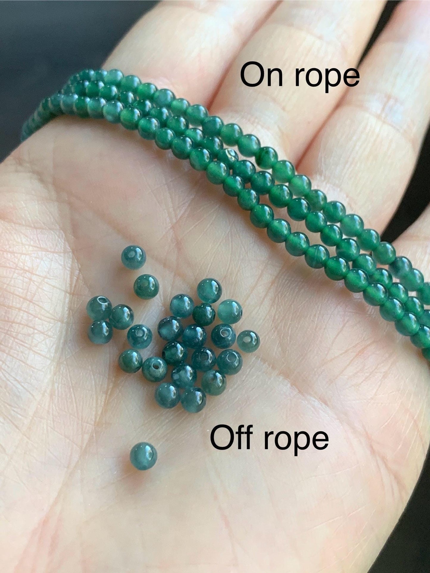 Natural Guatemalan Icy Translucent Gelatinous Dusty Teal Blue Jadeite Petite Beads Beaded Necklace 24.5” 3.4mm 13g 天然冰危蓝绿翡翠小卡珠项链 XWL100
