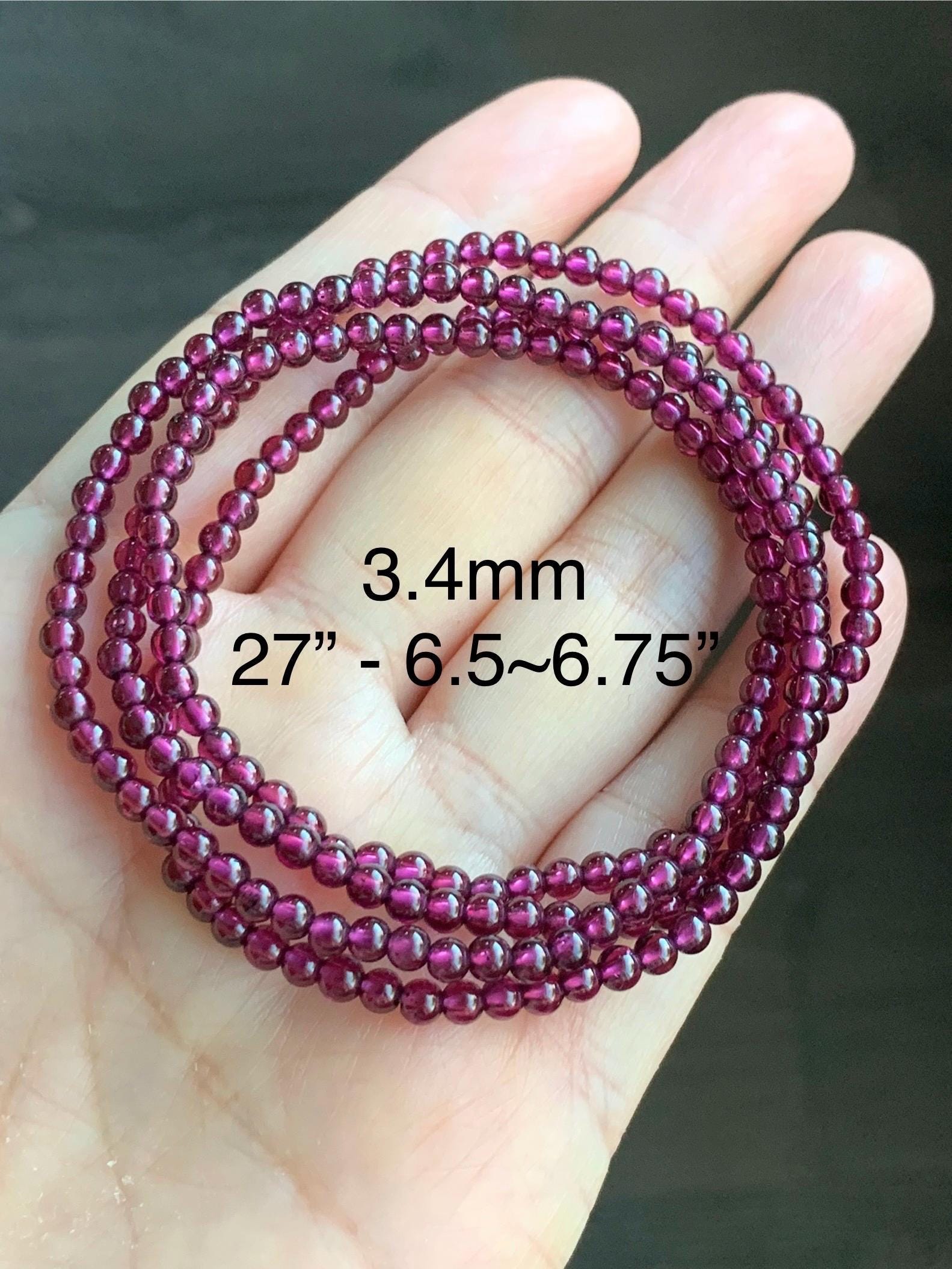 Natural Icy Highly Translucent Intense Raspberry Purple Rhodolite Garnet Petite Beads Layered Beaded Bracelets 天然冰透起光紫牙乌石榴石手串