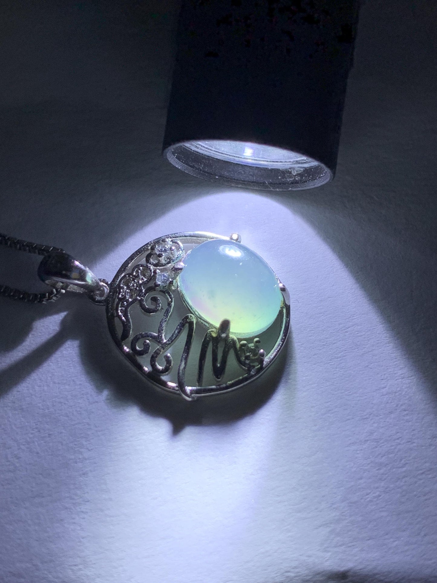 Natural Guatemalan Icy Translucent Light Blue Jadeite Circle Pendant S925 Sterling Silver 天然冰危蓝翡翠银镶吊坠