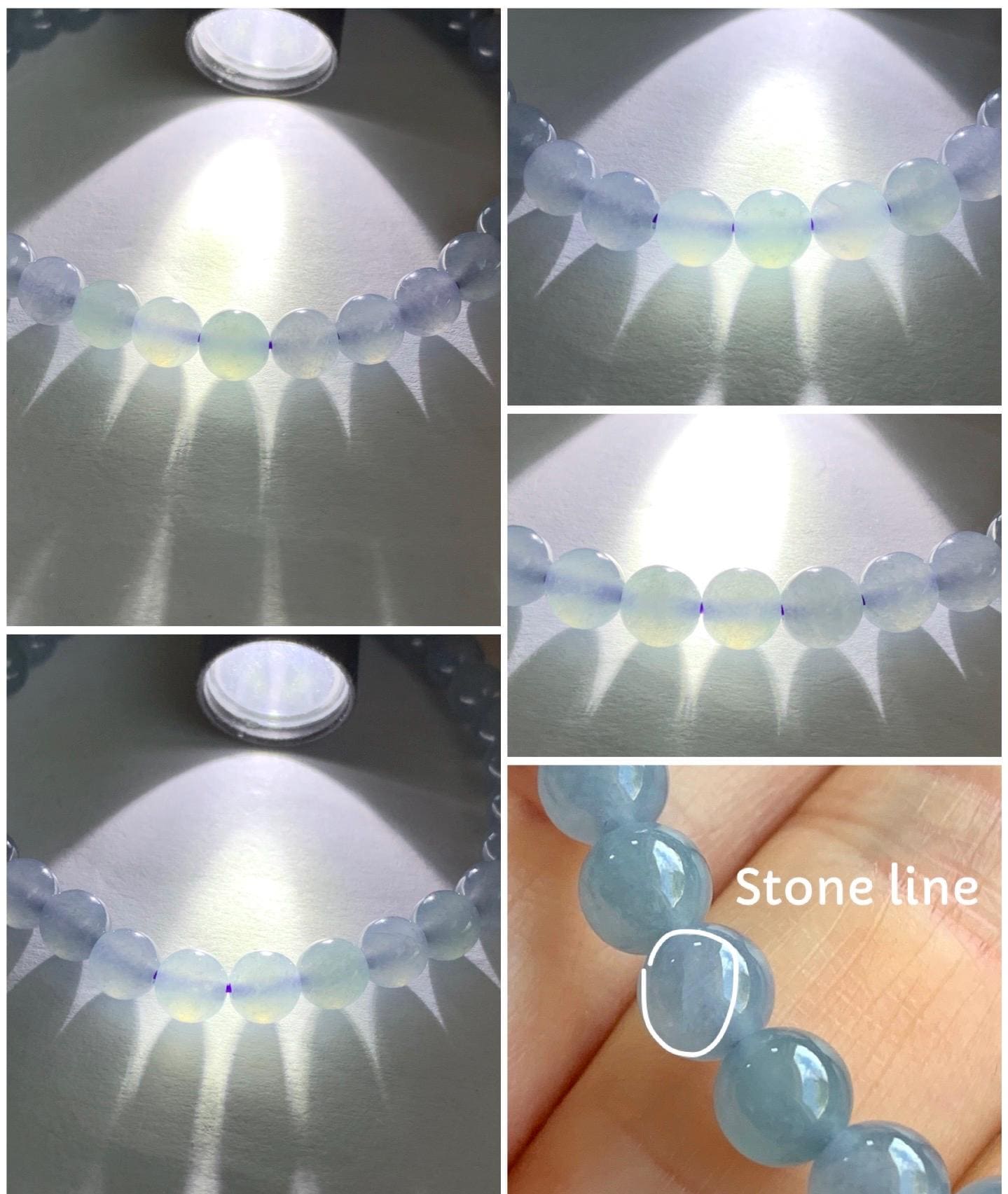 Natural Guatemalan Icy Translucent Light Blue w/ Purple Undertone Jadeite Small Beads Beaded Bracelet 5.9mm 6.75” 11g 天然冰危蓝紫翡翠圆珠手串 XLZ338