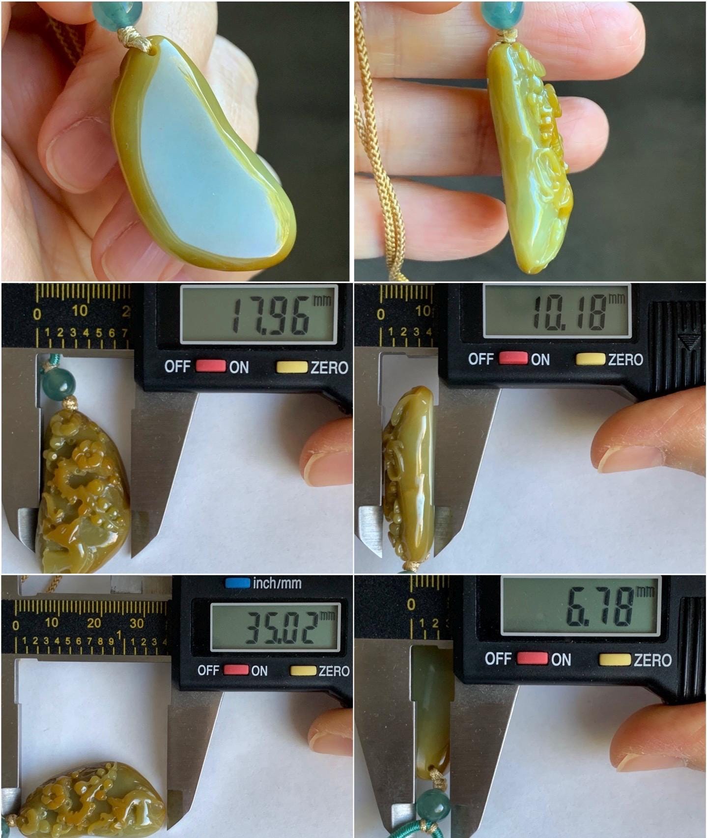 Natural Grade A Icy Translucent Rich Yellow Jadeite Deer Cherry Blossom Pendant Rope Necklace Adjustable 25” 12g 天然冰危油黄翡翠梅花鹿吊坠挂件