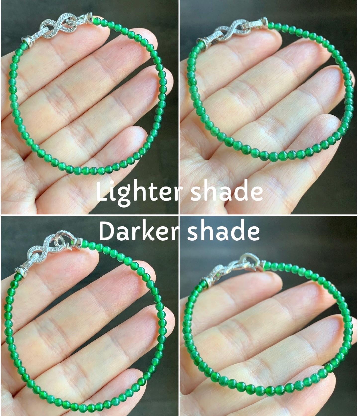Natural Guatemalan Icy Highly Translucent Vibrant Green Jadeite Petite Round Beads Beaded Bracelet 7” 3mm 4g 天然高冰危绿翡翠小卡圆珠手串 XWL4006