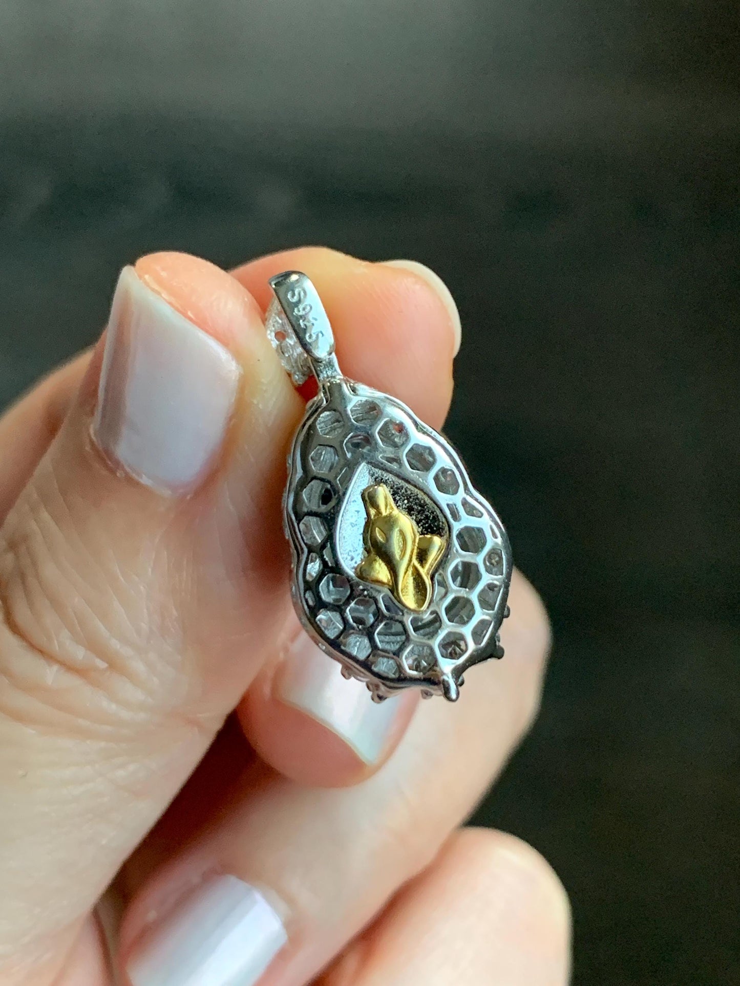 Natural Guatemalan Icy Highly Translucent Teal Blue Jadeite Gourd Hulu Pendant w/ Vibrant Green Jadeite Sterling Silver 天然冰危蓝翡翠葫芦银镶吊坠