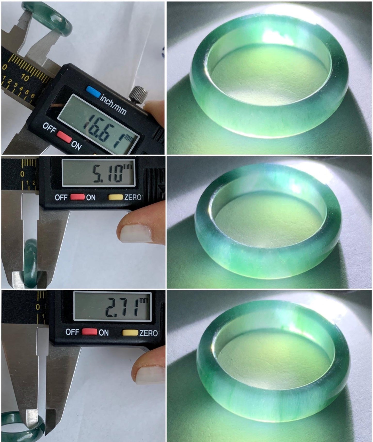 Natural Grade A Guatemalan Icy Highly Translucent Dark Teal Blue Jadeite Band Ring Size 6 US 天然冰危深蓝翡翠戒圈 SWL120B
