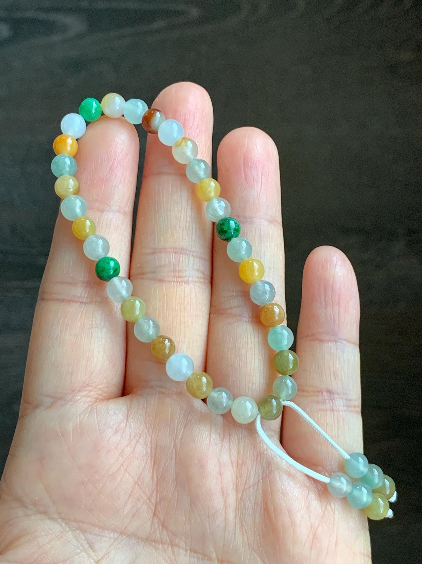 Natural Grade A Icy Translucent Vibrant Multicolored Jadeite Petite Beads Beaded Bracelet