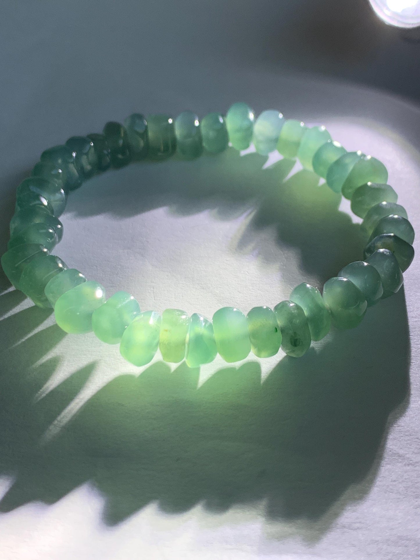 Natural Guatemalan Icy Highly Translucent Teal Blue Jadeite Pomegranate Nugget Beads Beaded Bracelet Stretchy 6.25” 20g 天然冰危蓝水翡翠随形珠手串 No 3