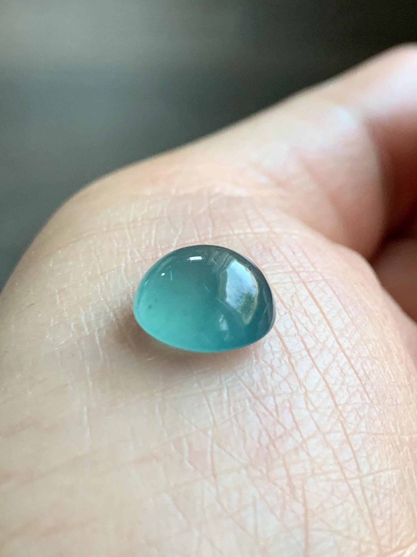 Natural Grade A Guatemalan Icy Highly Translucent & Gelatinous Teal Blue Jadeite Cabochon Loose Stone 10x10.2x5.5mm 天然冰危蓝绿起光翡翠蛋面