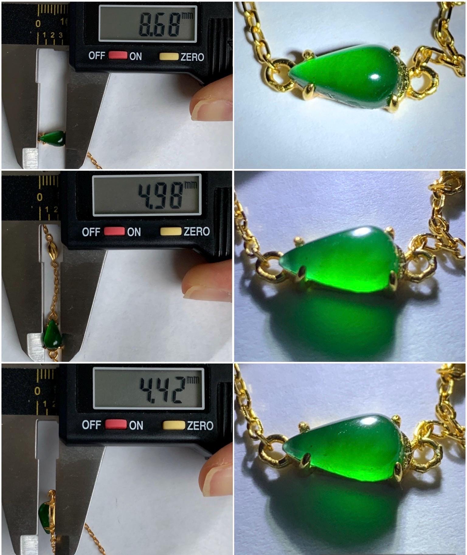 Natural Grade A Guatemalan Icy Translucent Vibrant Green Jadeite Teardrop Cabochon Chain Bracelet Sterling Silver 6.25"-7.5" 天然冰危绿翡翠水滴银手链