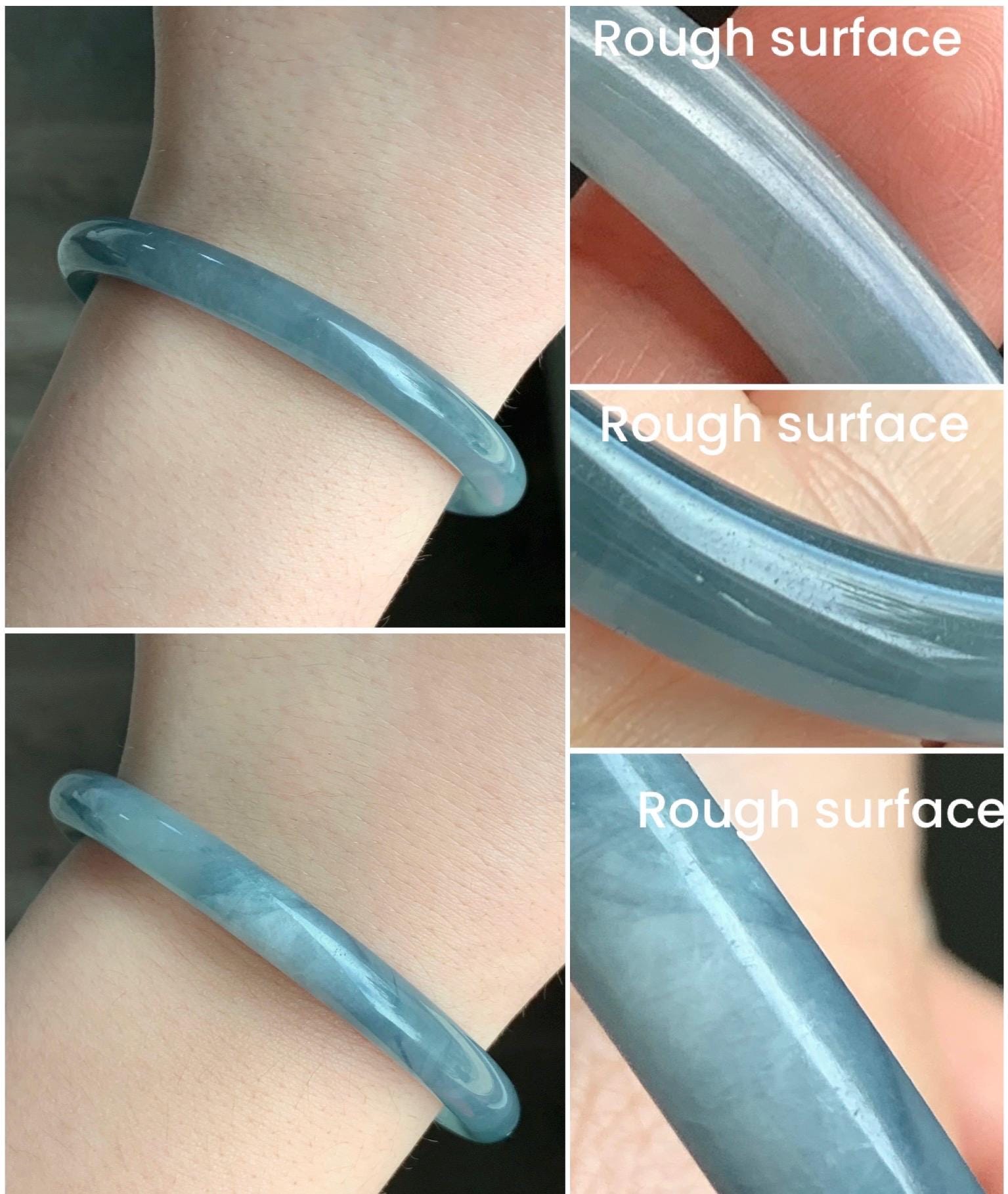 Certified Natural Grade A Guatemalan Icy Translucent Gelatinous Dusty Blue Jadeite Bangle Bracelet 53.8mm 6.5” 23.68g 天然冰危起胶蓝水翡翠圆条手镯 7824