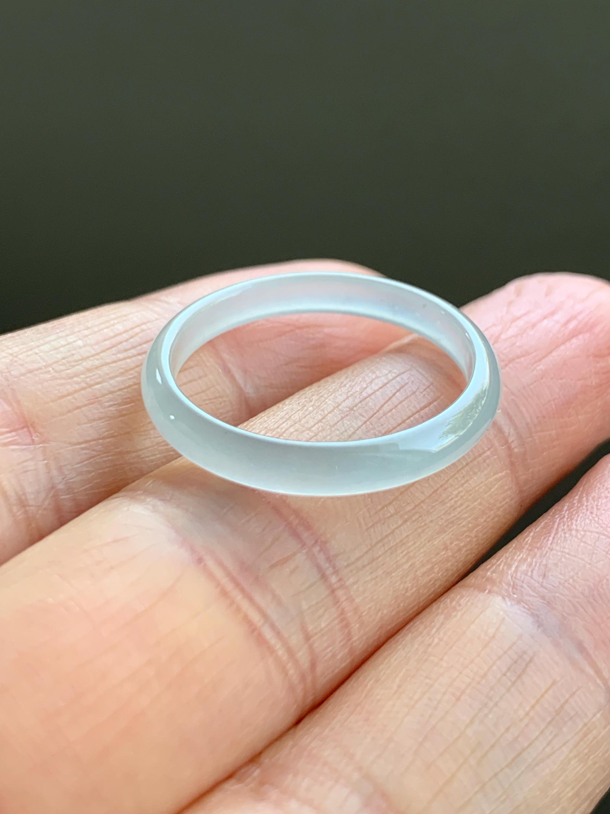 Natural Grade A Guatemalan Icy Highly Translucent Pastel Teal Green Jadeite Band Ring Size 9.25 US