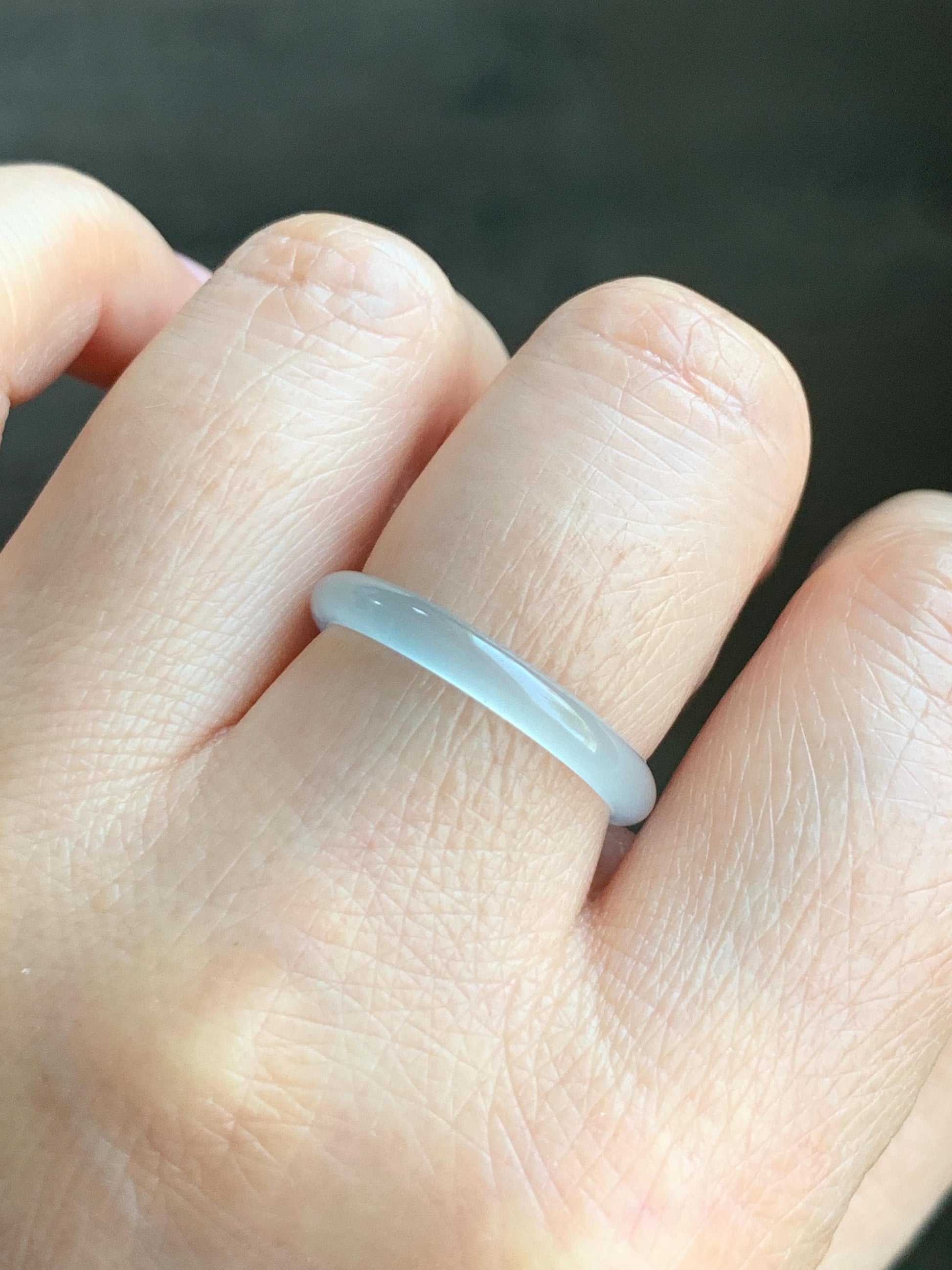 Natural Grade A Guatemalan Icy Highly Translucent Pastel Teal Green Jadeite Band Ring Size 9.25 US