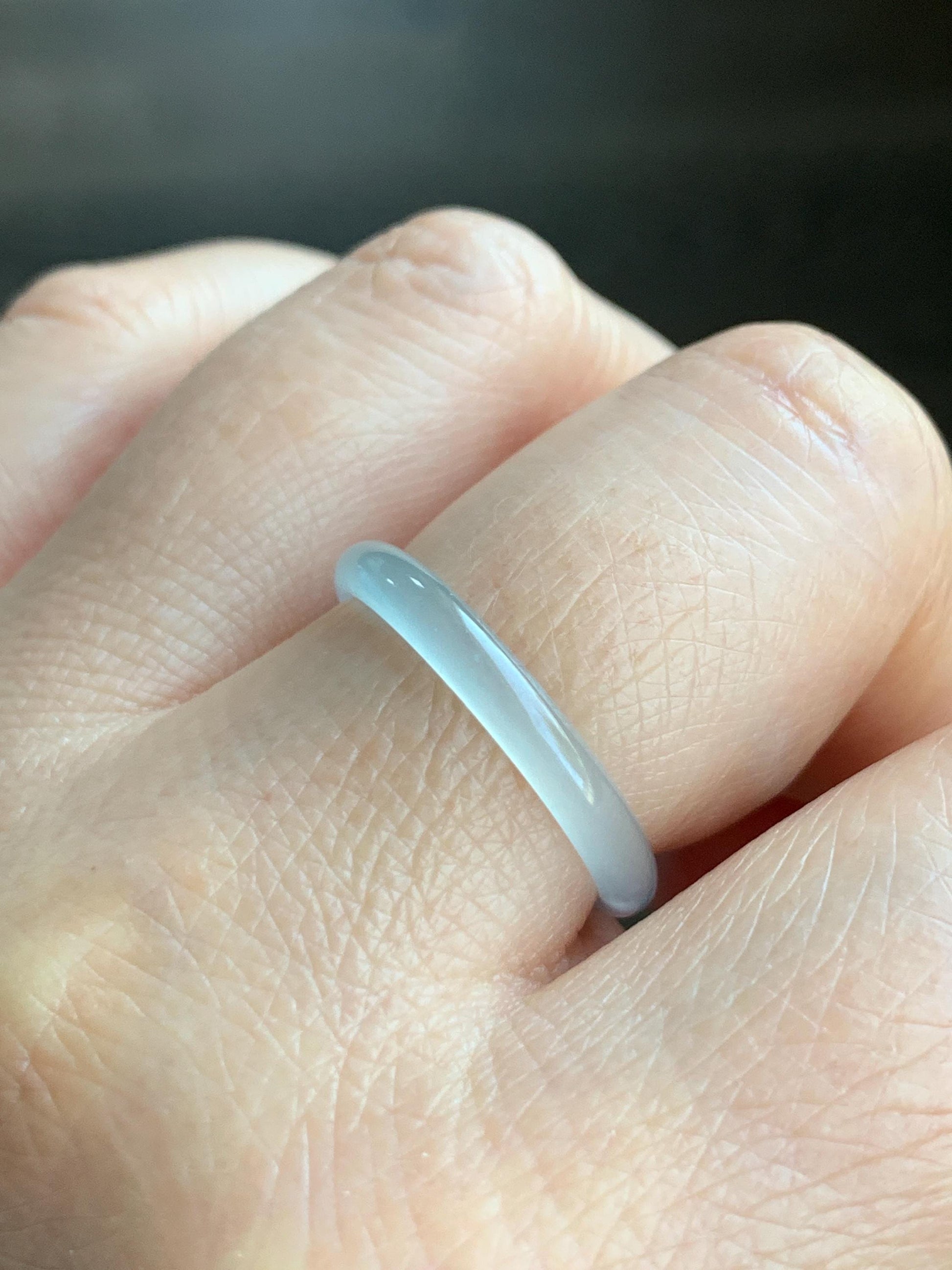 Natural Grade A Guatemalan Icy Highly Translucent Pastel Teal Green Jadeite Band Ring Size 9.25 US