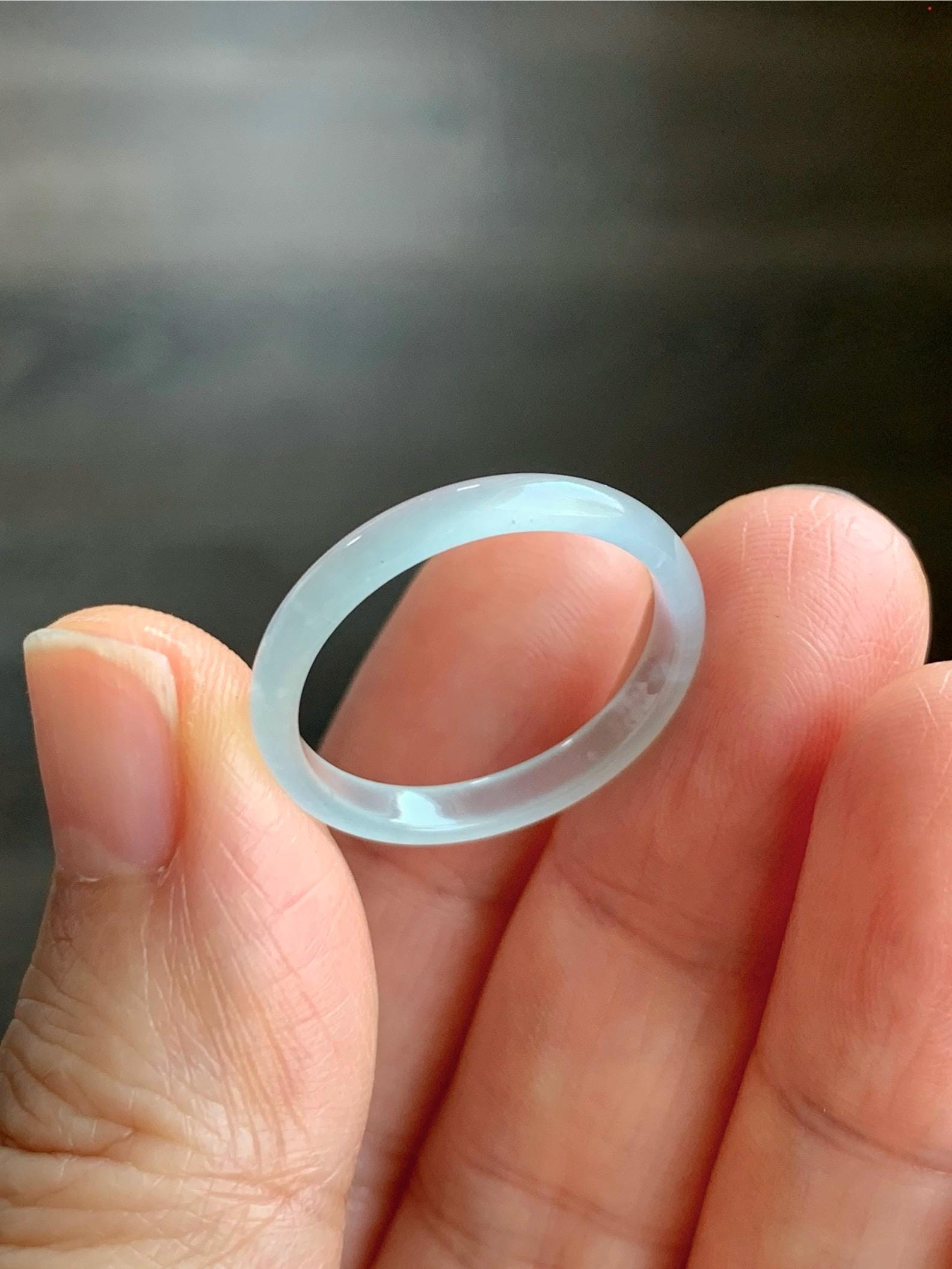 Natural Grade A Guatemalan Icy Highly Translucent Pastel Teal Green Jadeite Band Ring Size 9.25 US
