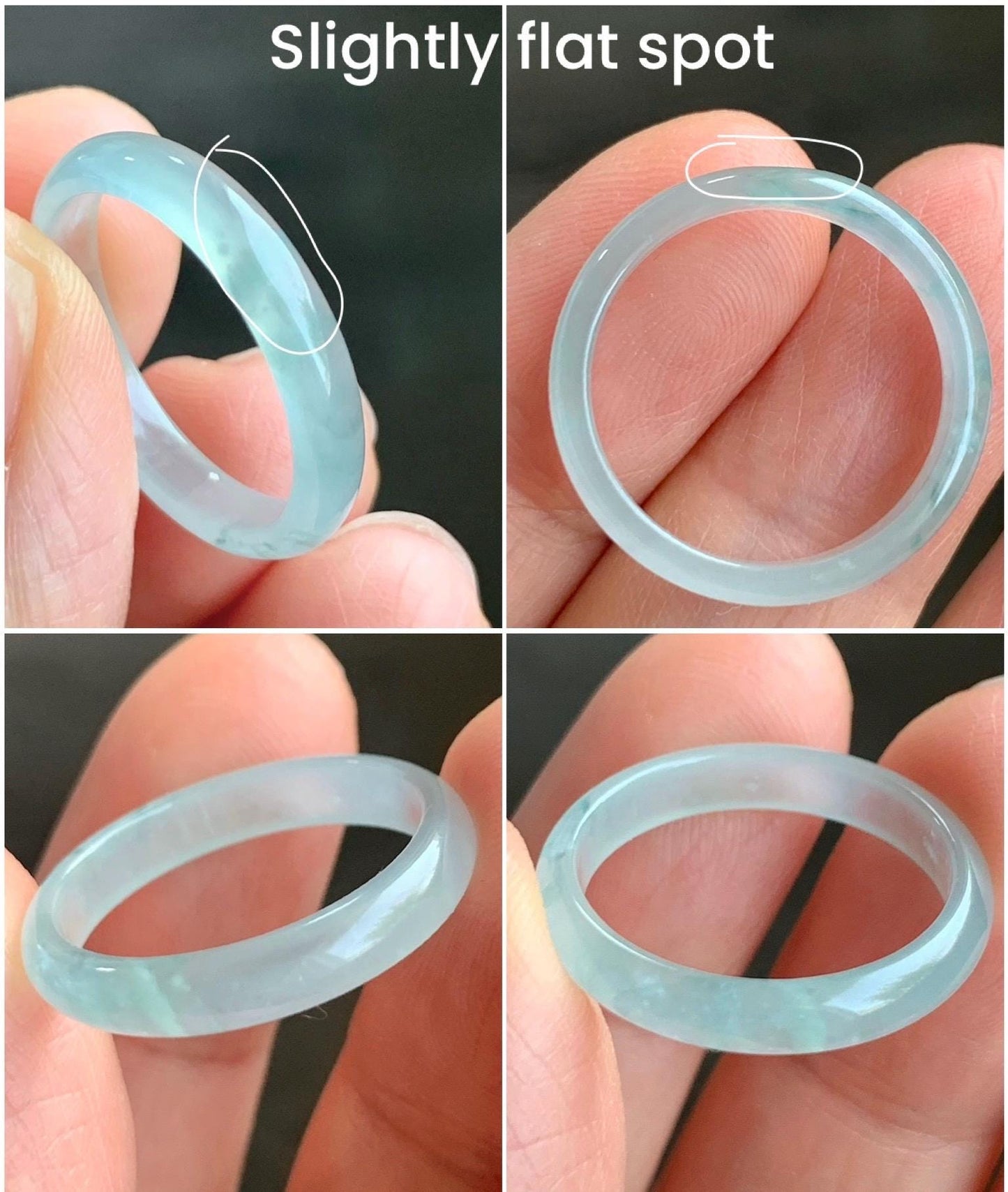 Natural Grade A Guatemalan Icy Highly Translucent Pastel Teal Green Jadeite Band Ring Size 7.75 US 天然冰危起光浅绿翡翠戒圈 QLW180A