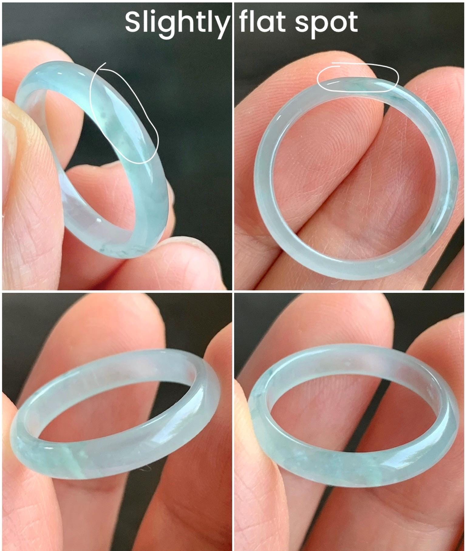 Natural Grade A Guatemalan Icy Highly Translucent Pastel Teal Green Jadeite Band Ring Size 7.75 US 天然冰危起光浅绿翡翠戒圈 QLW180A