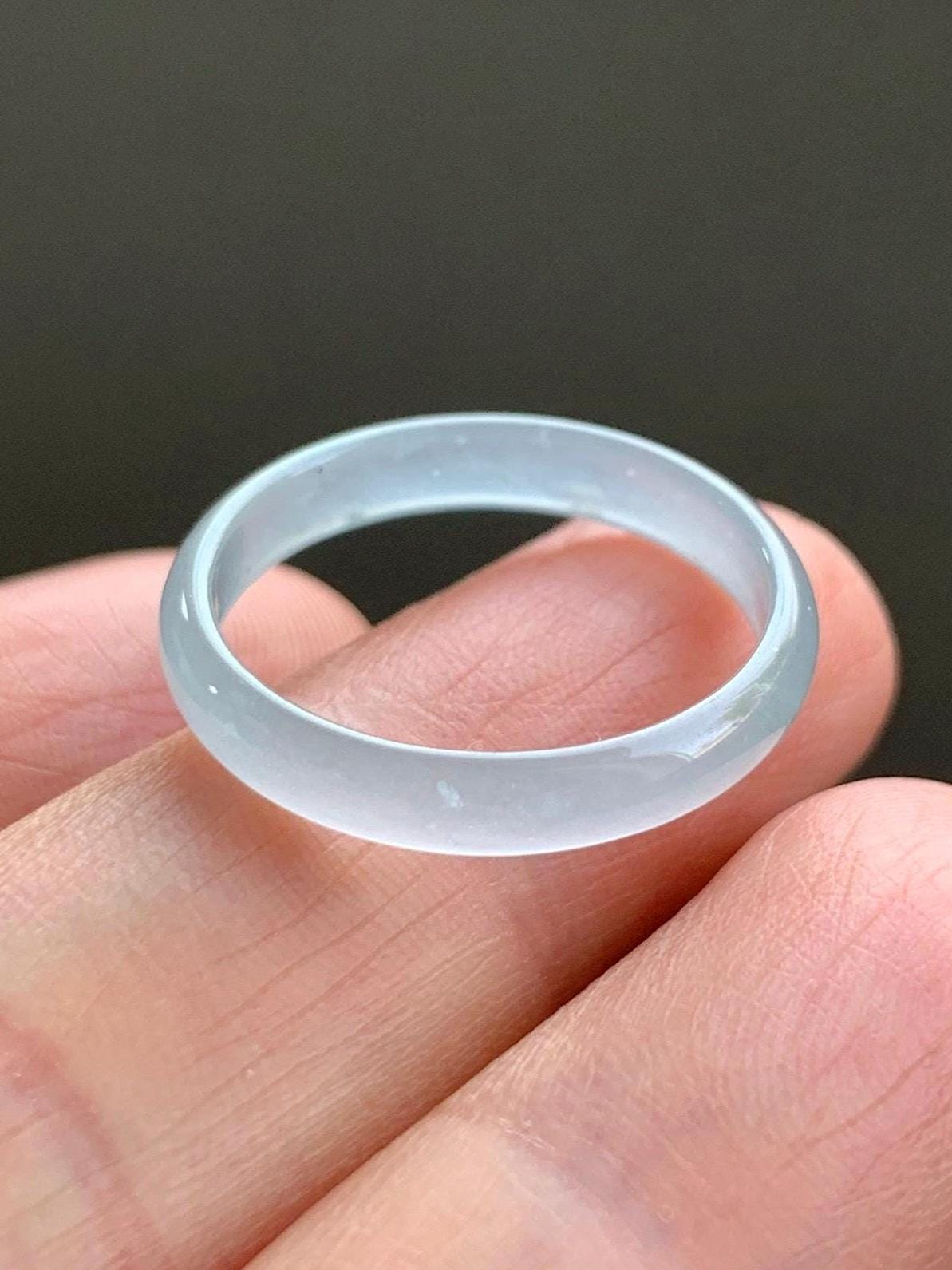 Natural Grade A Guatemalan Icy Highly Translucent Pastel Teal Green Jadeite Band Ring Size 7.75 US
