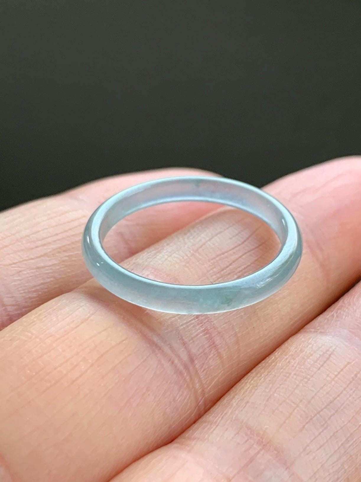 Natural Grade A Guatemalan Icy Highly Translucent Pastel Teal Green Jadeite Band Ring Size 7.25 US