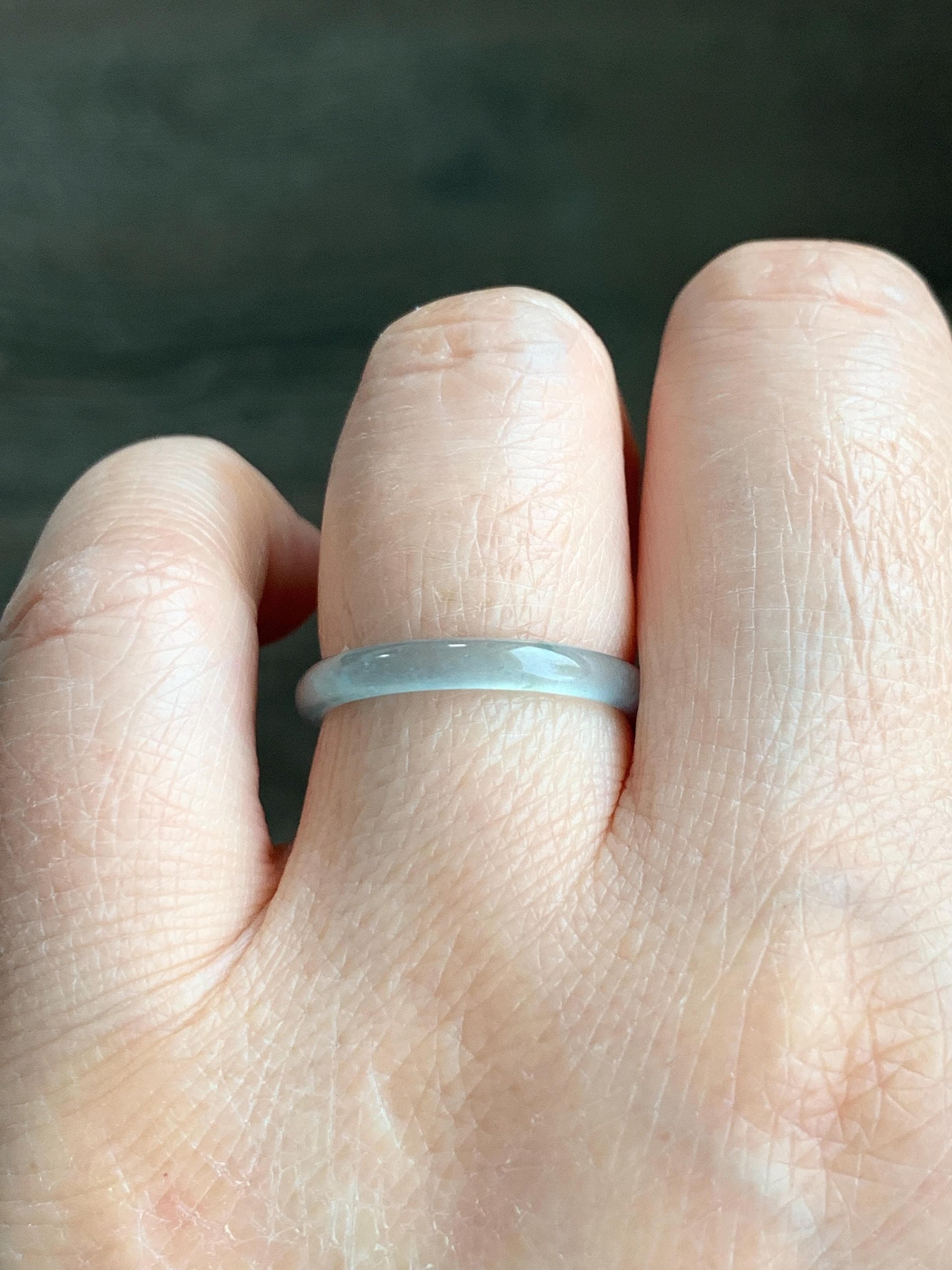Natural Grade A Guatemalan Icy Highly Translucent Pastel Teal Green Jadeite Band Ring Size 7.25 US
