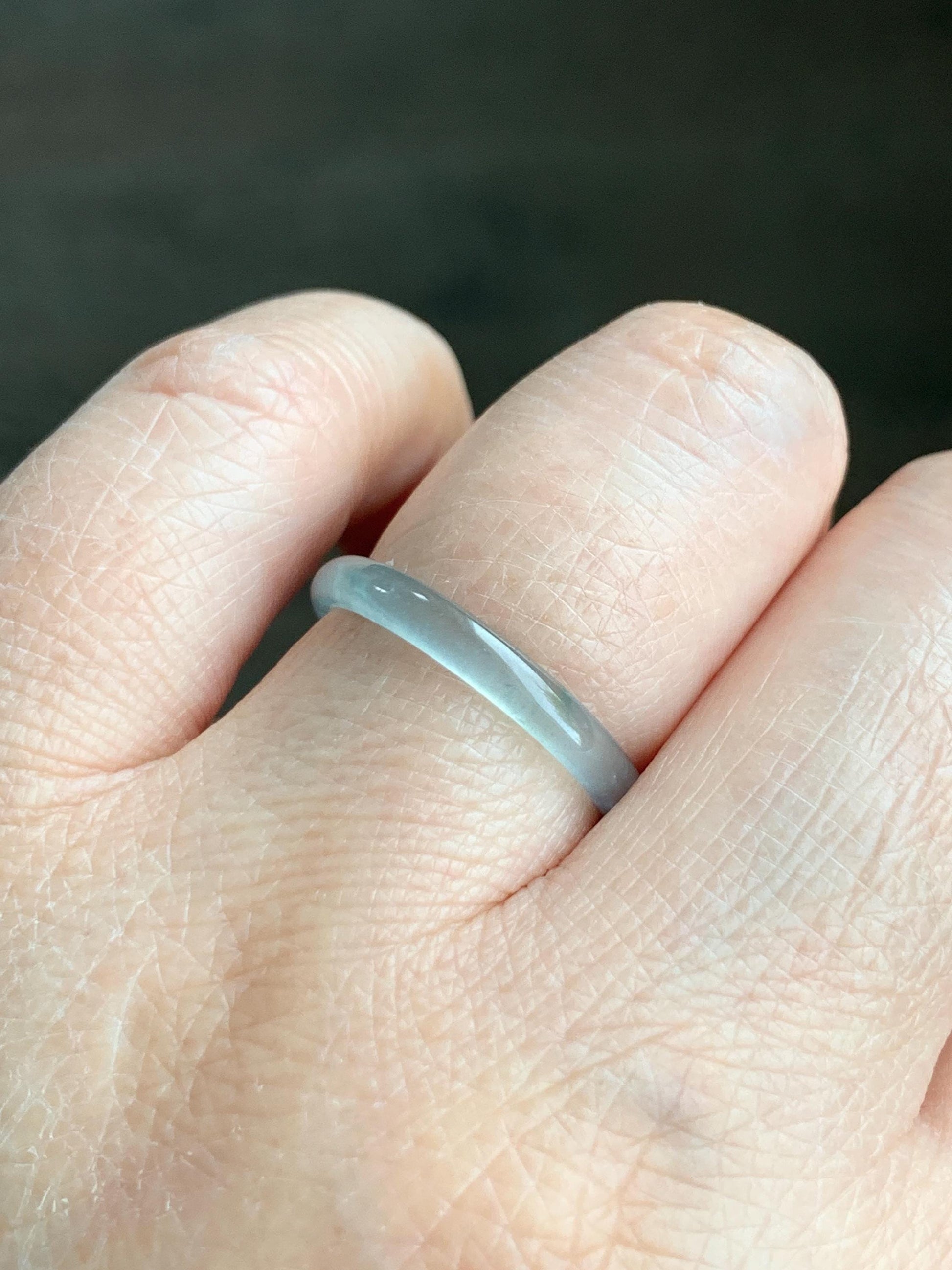 Natural Grade A Guatemalan Icy Highly Translucent Pastel Teal Green Jadeite Band Ring Size 7.25 US