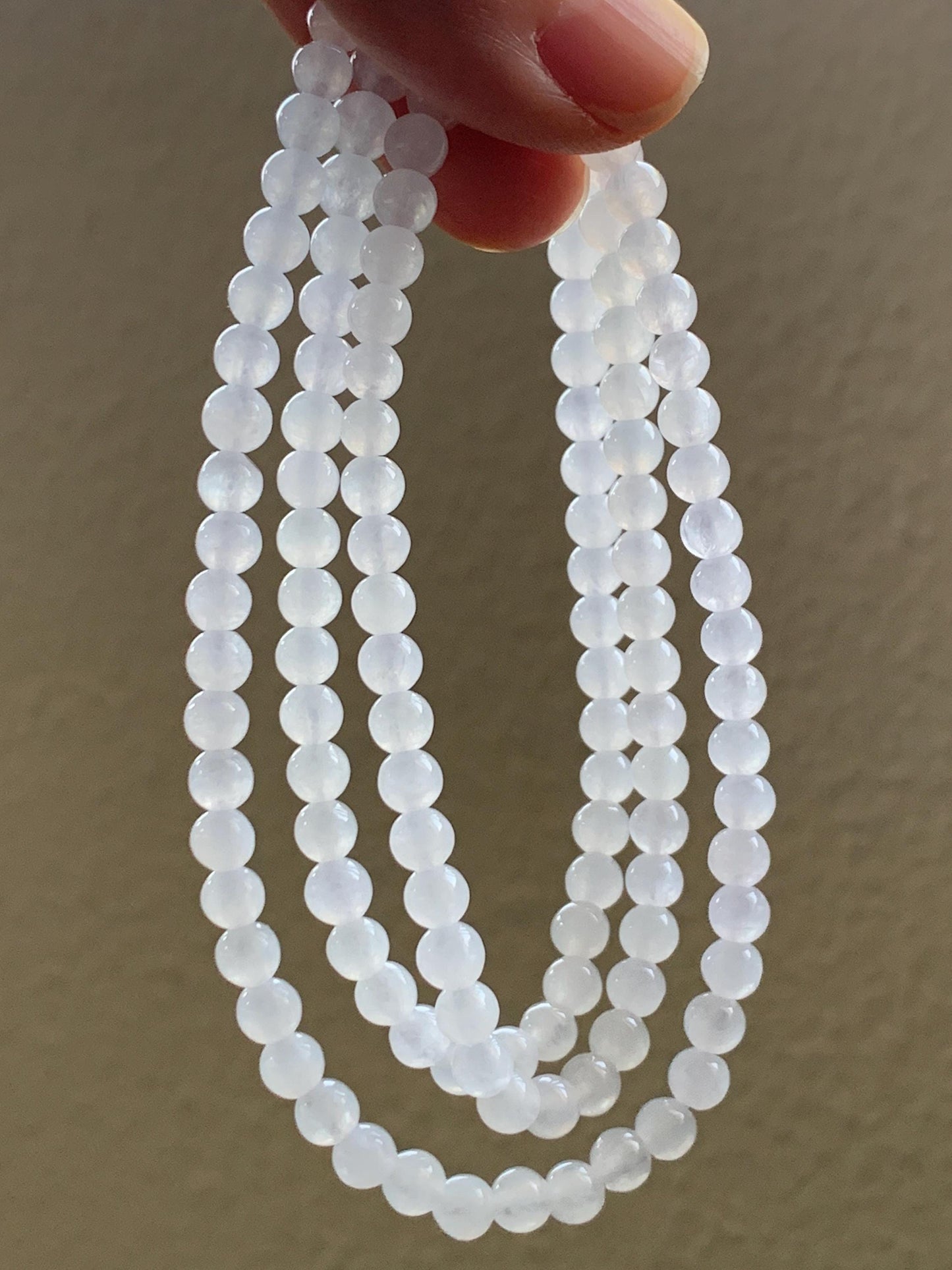 Certified Grade A Natural Icy Highly Translucent White Jadeite Round Beads Beaded Necklace 4.8mm 25.9g