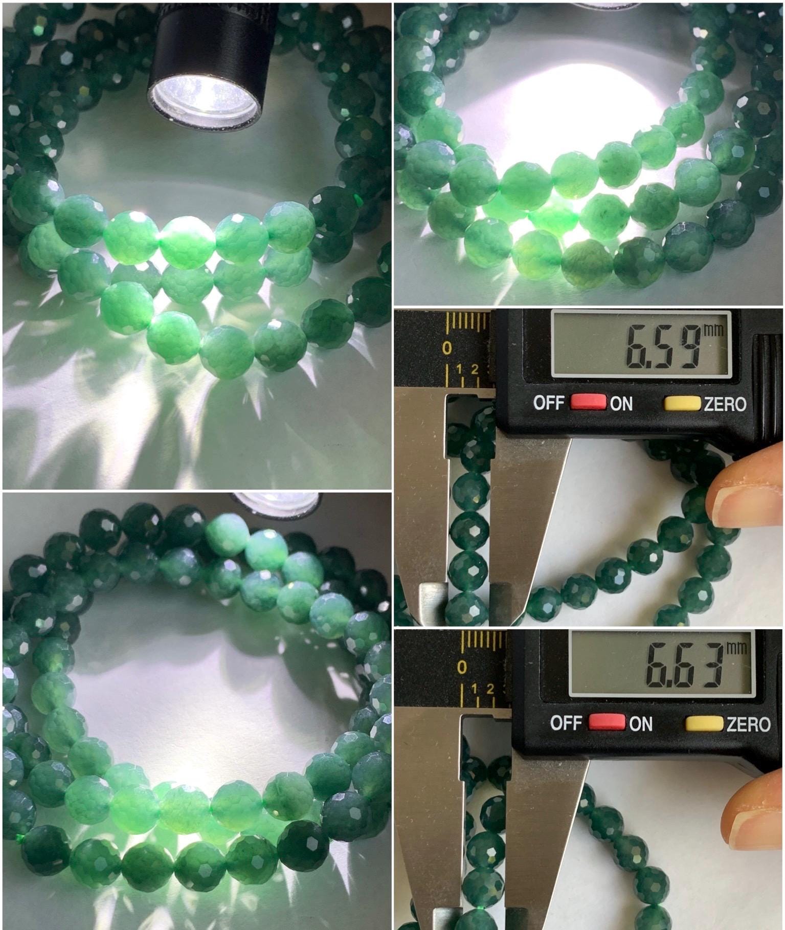 Natural Guatemalan Grade A Icy Translucent Dusty Teal Blue Faceted Jadeite Beaded Bracelet Stretchy 6.5mm 6.5" 11g 天然冰危蓝绿翡翠切割面圆珠手串 XWQ240