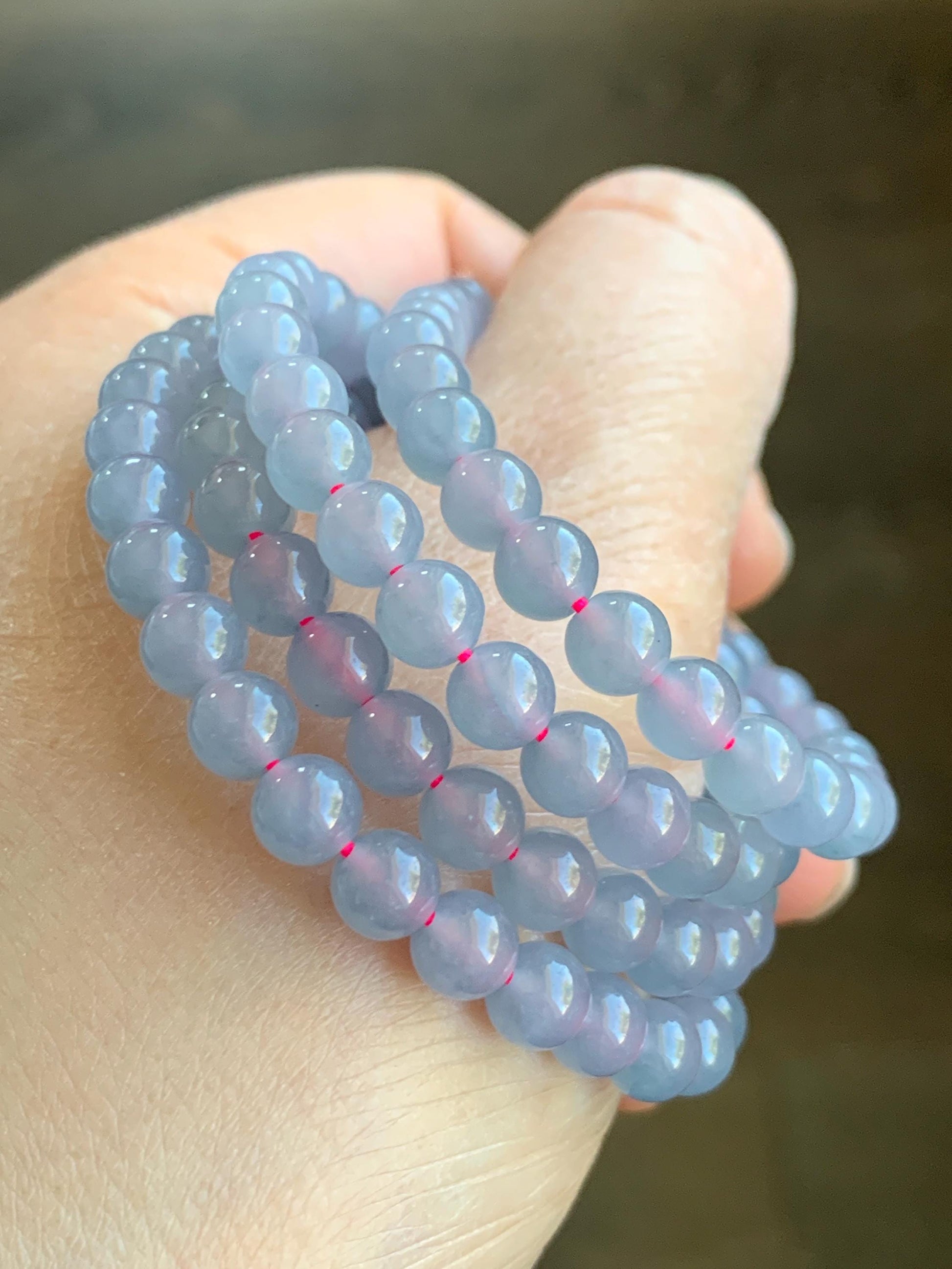 Certified Grade A Natural Guatemalan Icy Highly Translucent Light Pastel Blue Jadeite Beaded Necklace 5.8mm