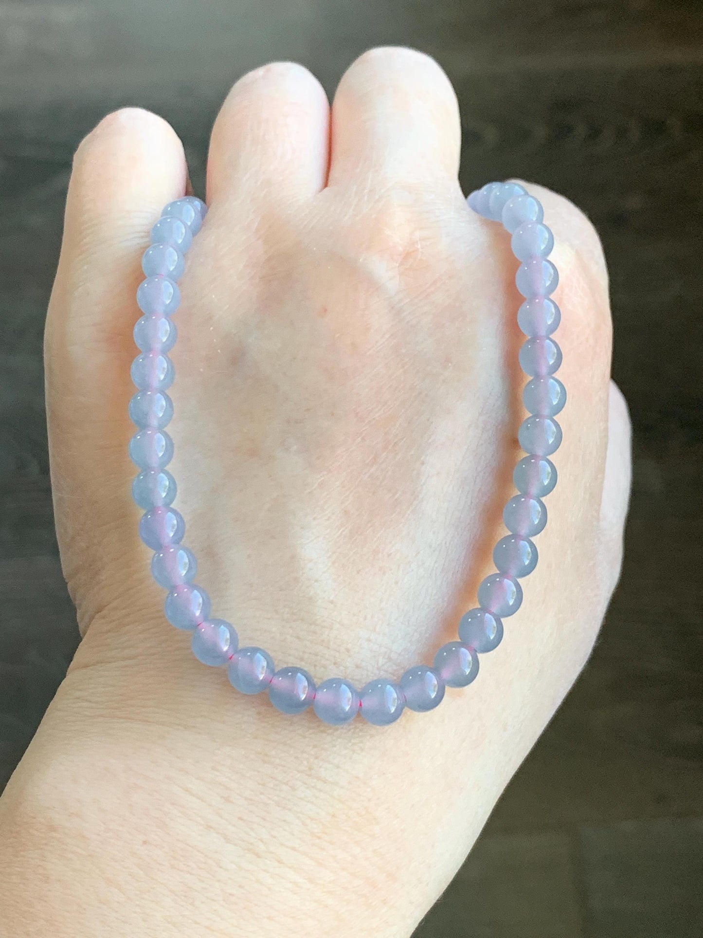Certified Grade A Natural Guatemalan Icy Highly Translucent Light Pastel Blue Jadeite Beaded Necklace 5.8mm