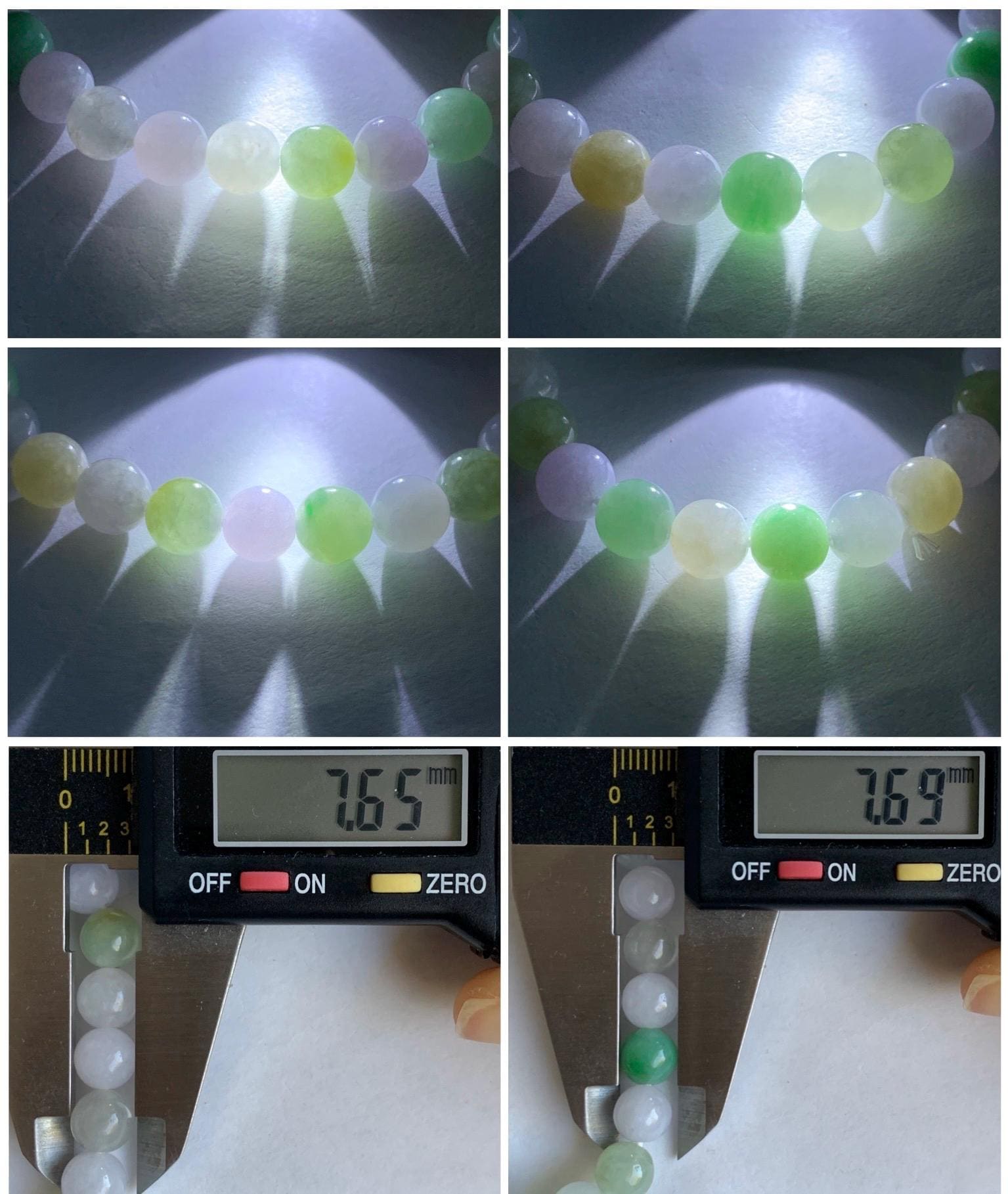 Natural Grade A Icy Translucent Multicolored Jadeite Round Beads Beaded Bracelet Stretchy 7.5mm 7” 19g 天然冰多宝翡翠圆珠手串 BXDM250