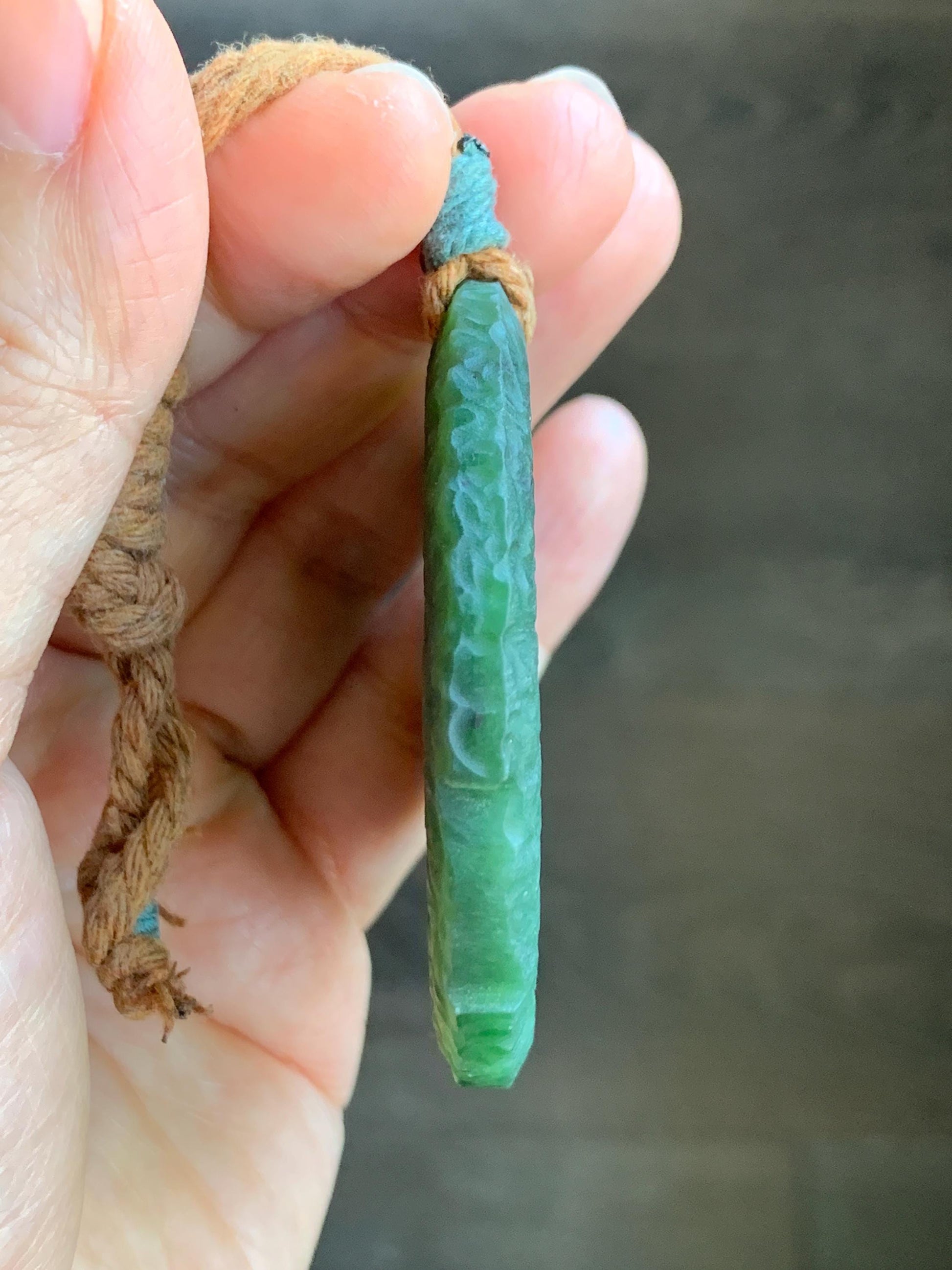 Natural Grade A Nephrite Jade Large Circle Pendant Rope Necklace Translucent Dark Green Adjustable 45g 天然和田玉仿时来运转挂件项链