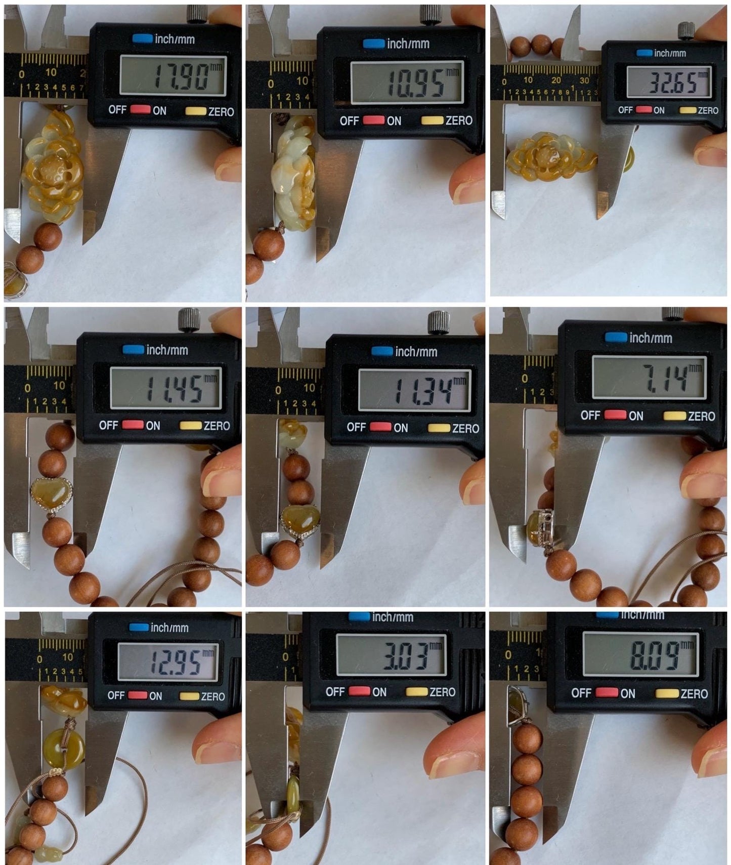 Stunning Natural Icy Translucent Yellow Jadeite Carved 3D Lotus Flower Donut Heart Charm Wood Beads Beaded Bracelet 6.5” 16g 天然起胶冰黄翡翠莲花木珠手串
