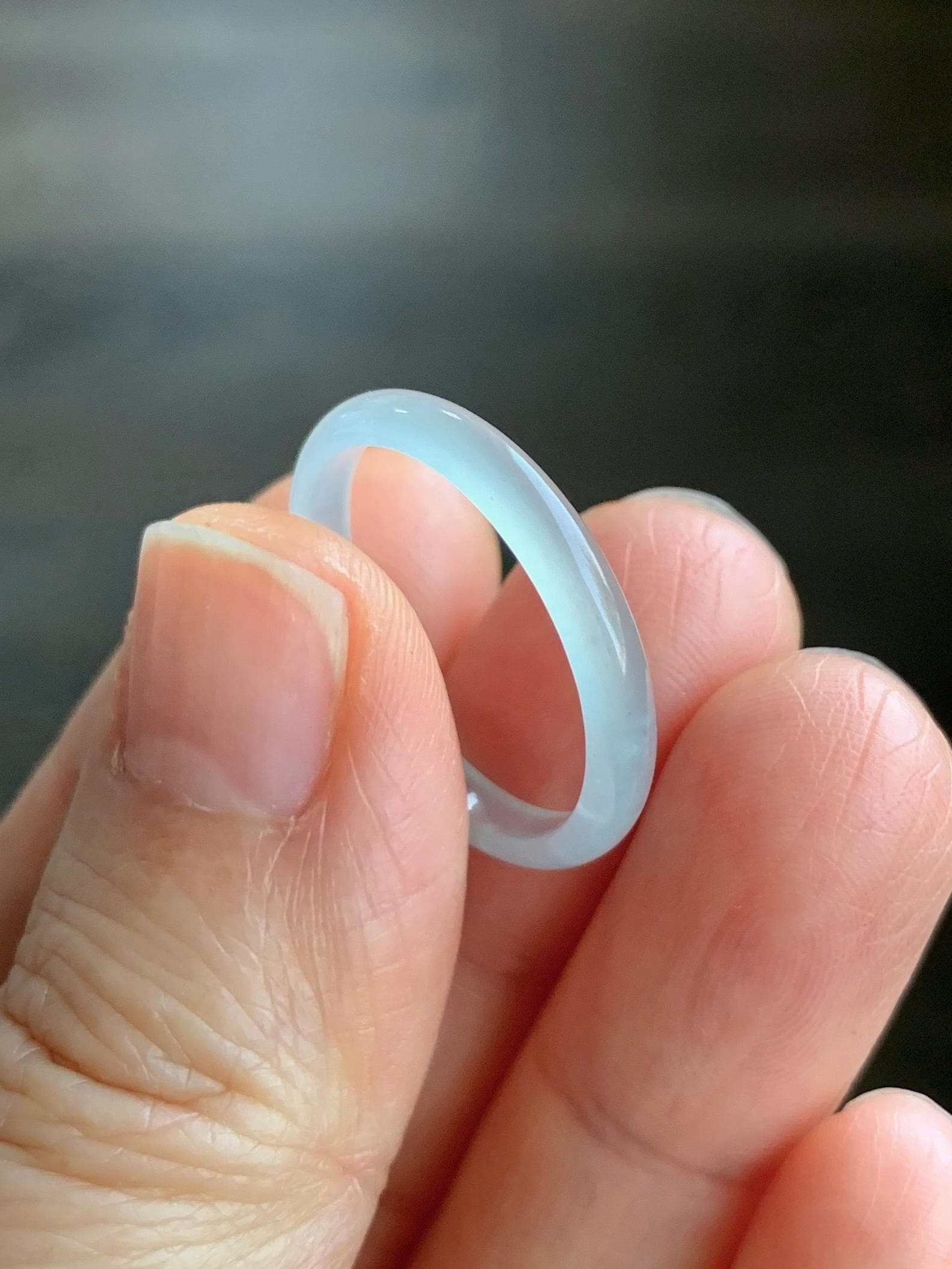 Natural Grade A Guatemalan Icy Highly Translucent Pastel Teal Green Jadeite Band Ring Size 9.25 US