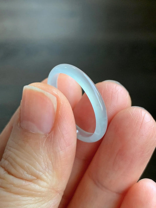 Natural Grade A Guatemalan Icy Highly Translucent Pastel Teal Green Jadeite Band Ring Size 9.25 US