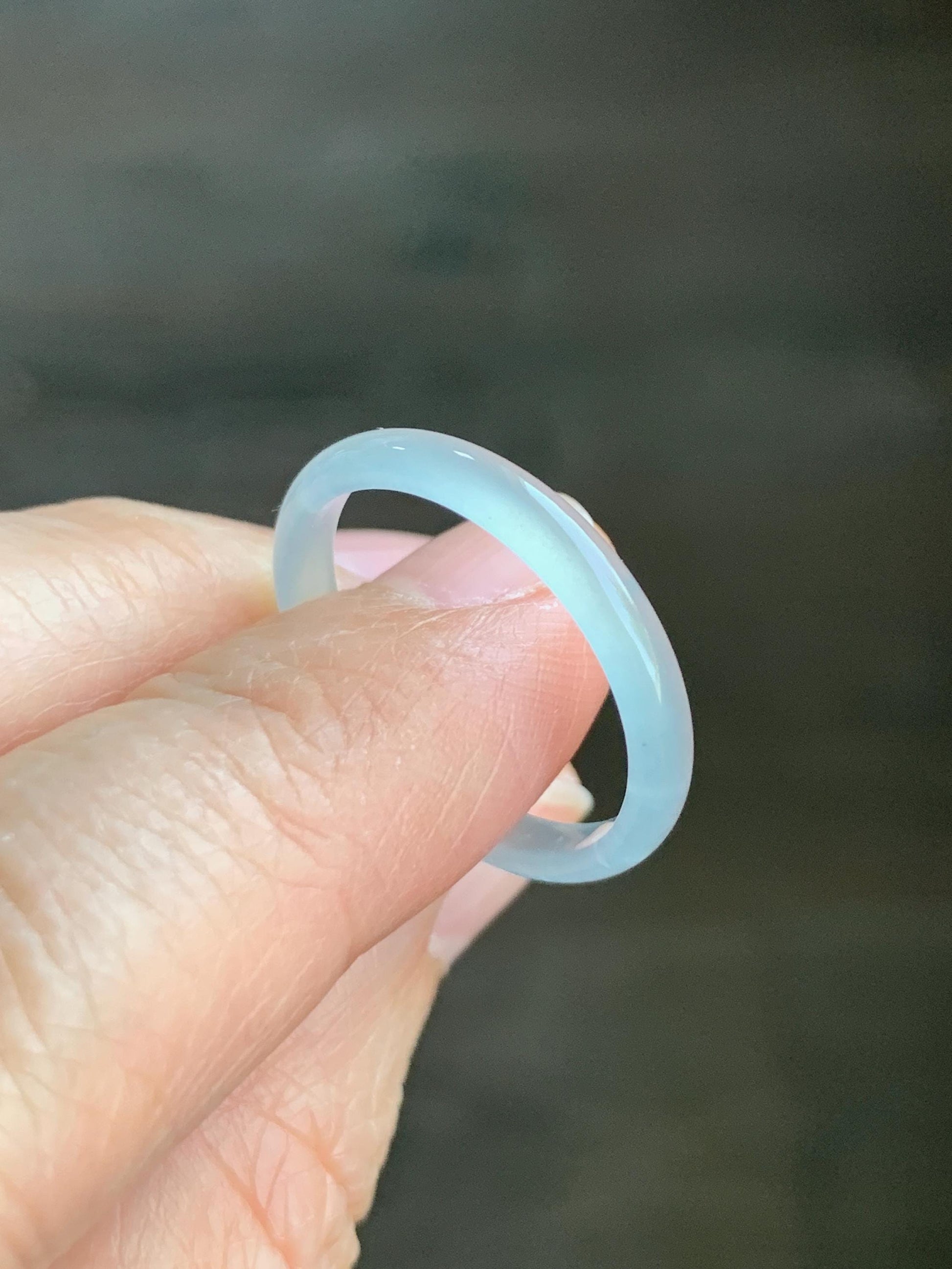 Natural Grade A Guatemalan Icy Highly Translucent Pastel Teal Green Jadeite Band Ring Size 9.25 US