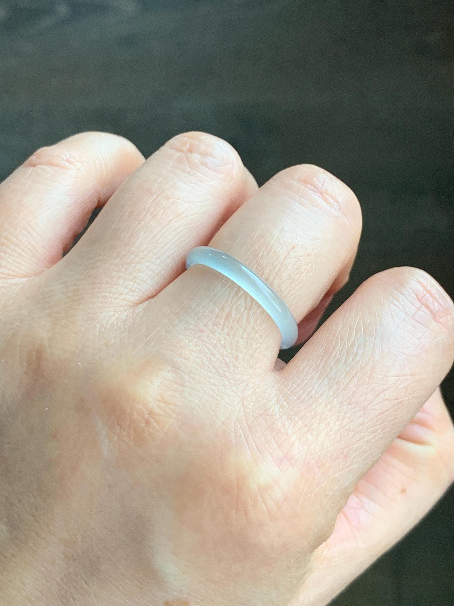Natural Grade A Guatemalan Icy Highly Translucent Pastel Teal Green Jadeite Band Ring Size 9.25 US