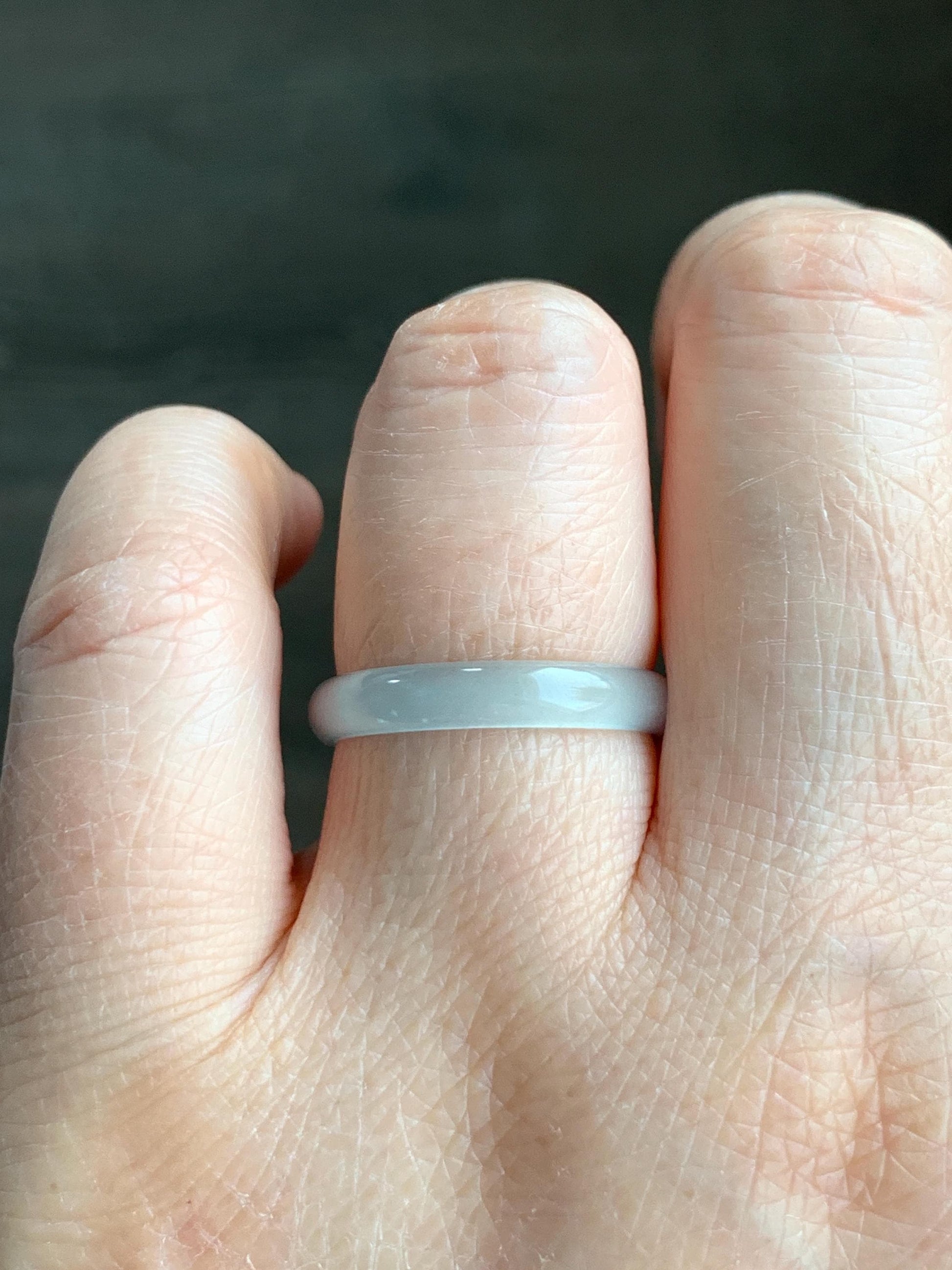 Natural Grade A Guatemalan Icy Highly Translucent Pastel Teal Green Jadeite Band Ring Size 7.75 US