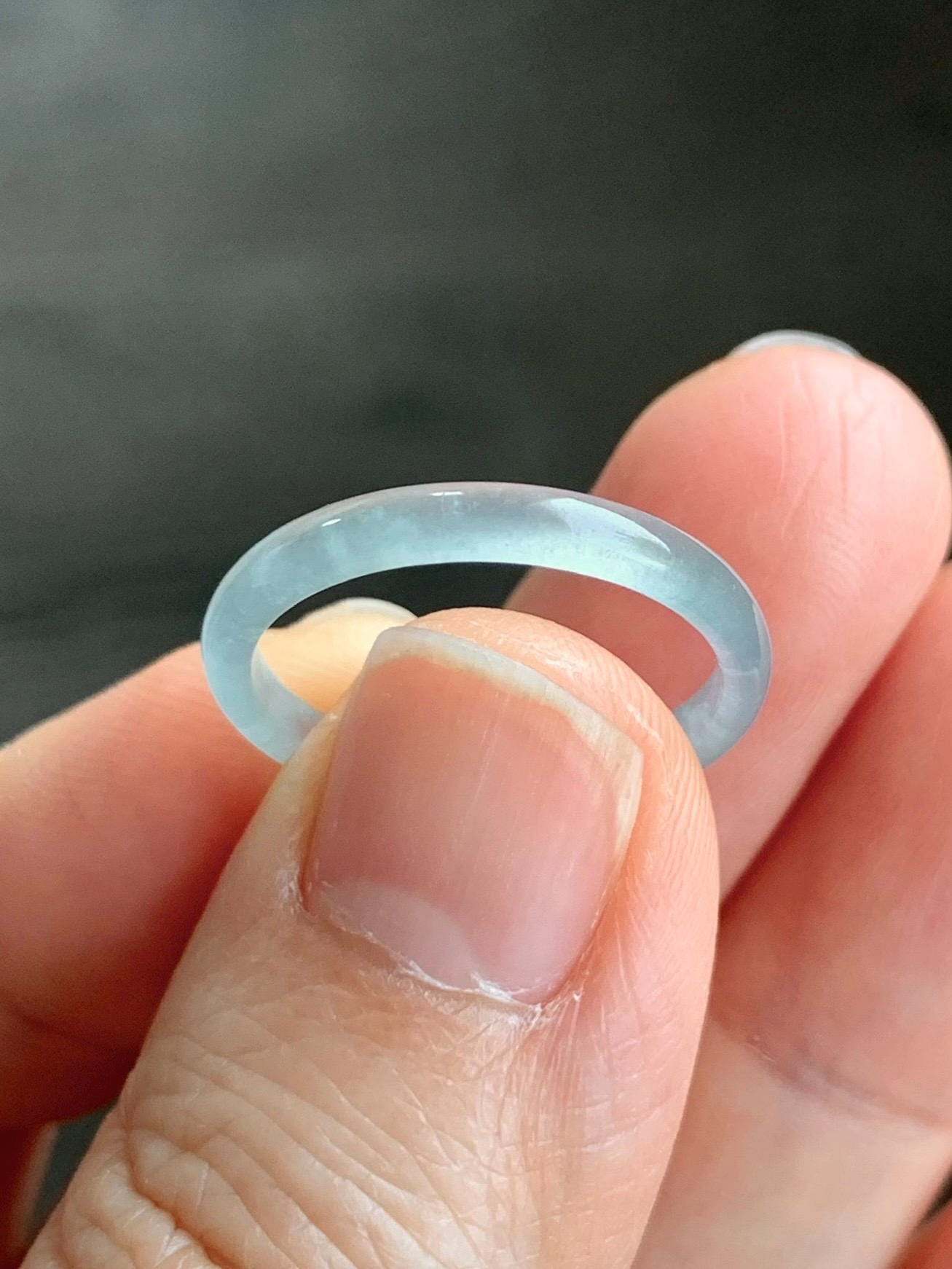 Natural Grade A Guatemalan Icy Highly Translucent Pastel Teal Green Jadeite Band Ring Size 7.25 US