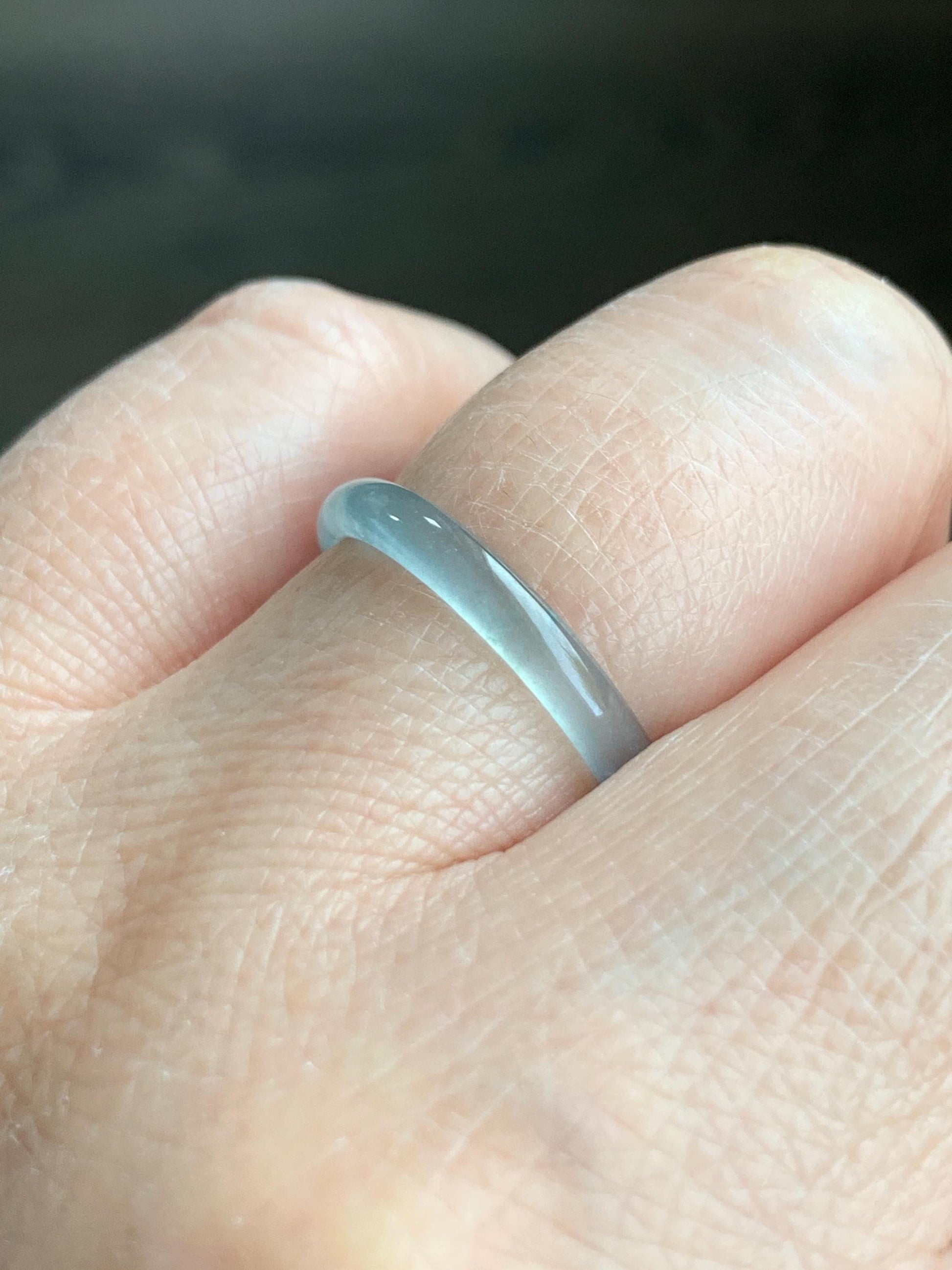 Natural Grade A Guatemalan Icy Highly Translucent Pastel Teal Green Jadeite Band Ring Size 7.25 US