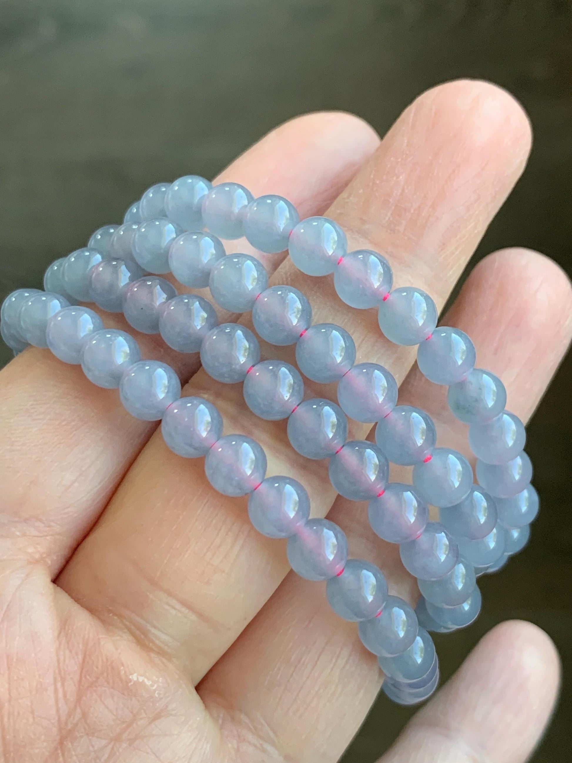 Certified Grade A Natural Guatemalan Icy Highly Translucent Light Pastel Blue Jadeite Beaded Necklace 5.8mm