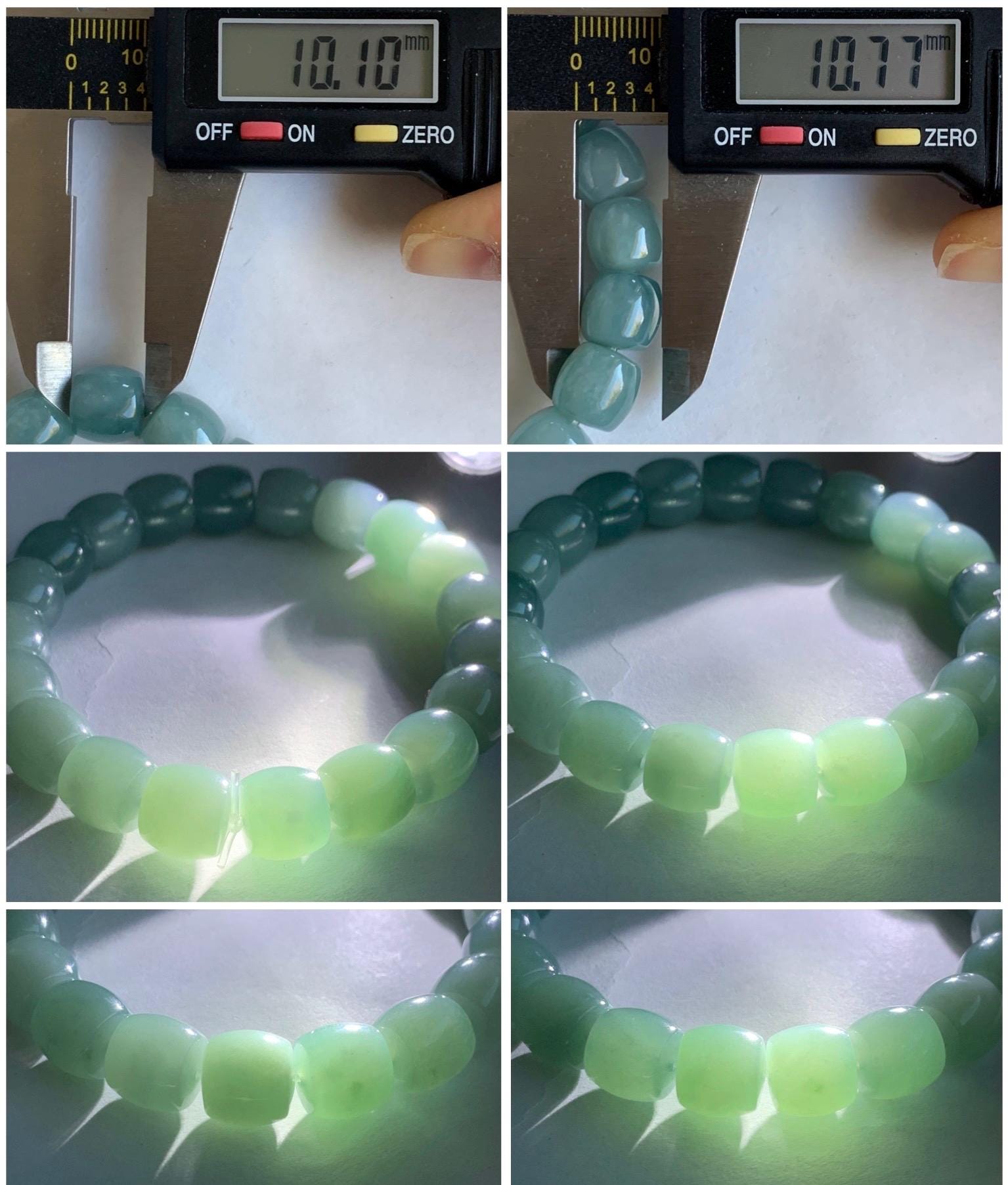 Natural Grade A Guatemalan Icy Translucent Gelatinous Blue Jadeite Barrel Beads Beaded Bracelet Stretchy 7.5” 49g 天然冰危篮翡翠桶珠手串 WLG200