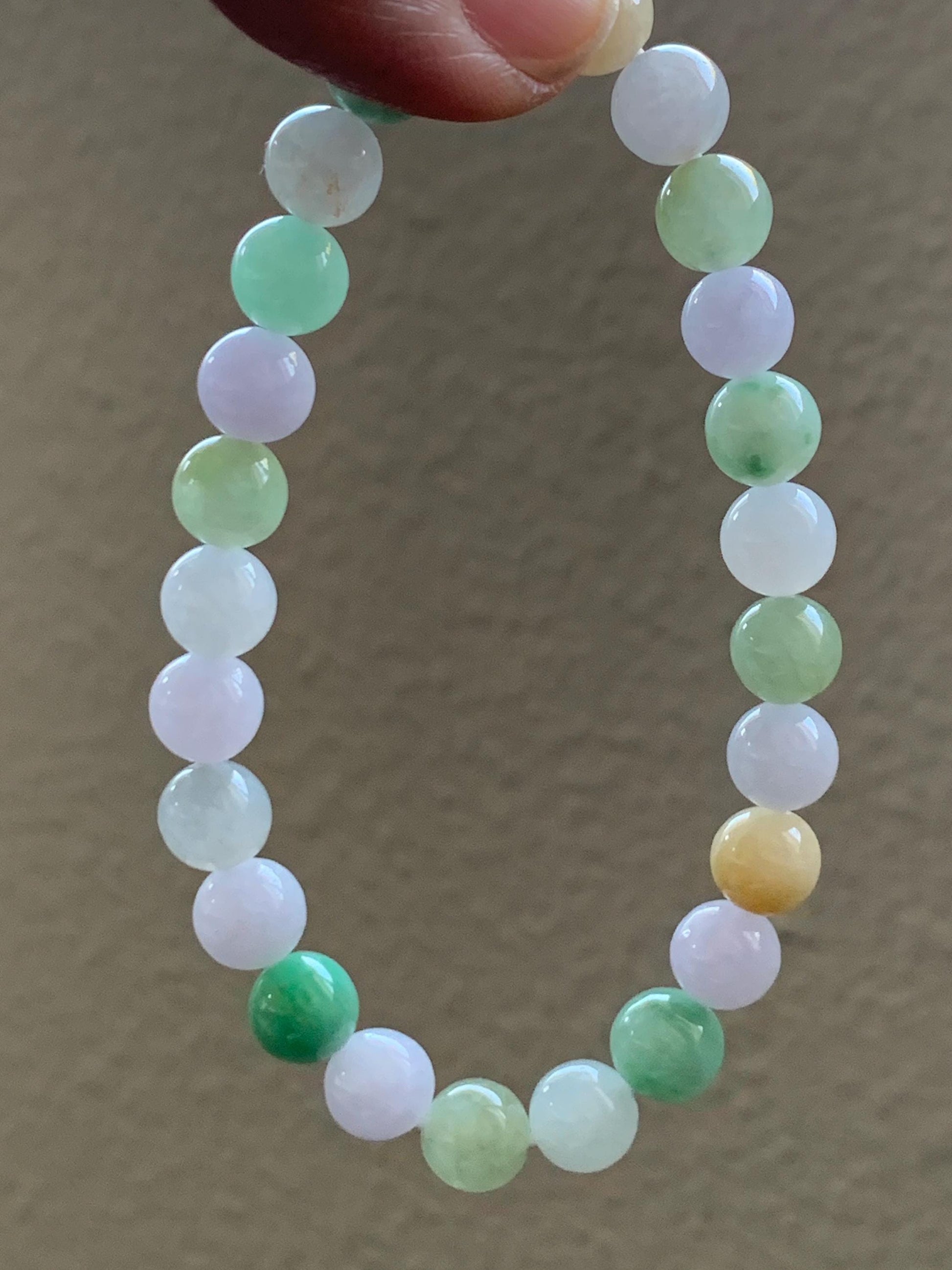 Natural Grade A Icy Translucent Multicolored Jadeite Round Beads Beaded Bracelet Stretchy 7.5mm 19g