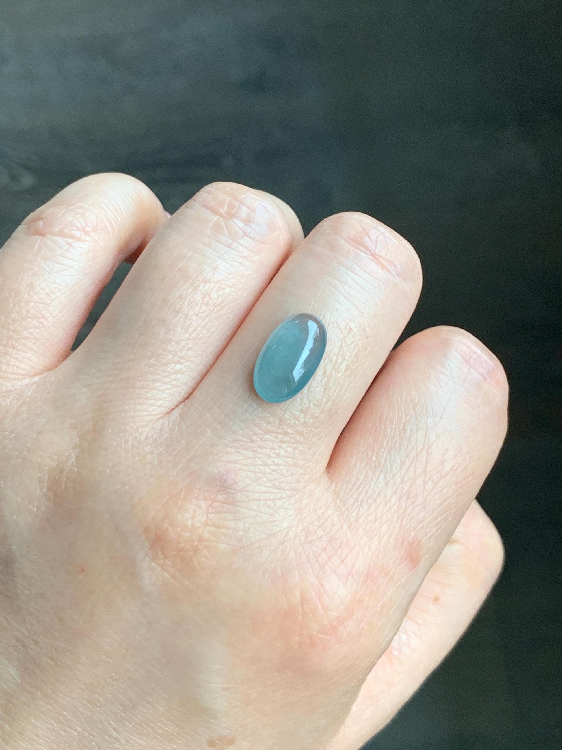 Natural Grade A Guatemalan Icy Highly Translucent Light Blue Jadeite Oval Cabochon Set of 2 For Earrings 天然老种冰危浅蓝翡翠椭圆蛋面 TYD180